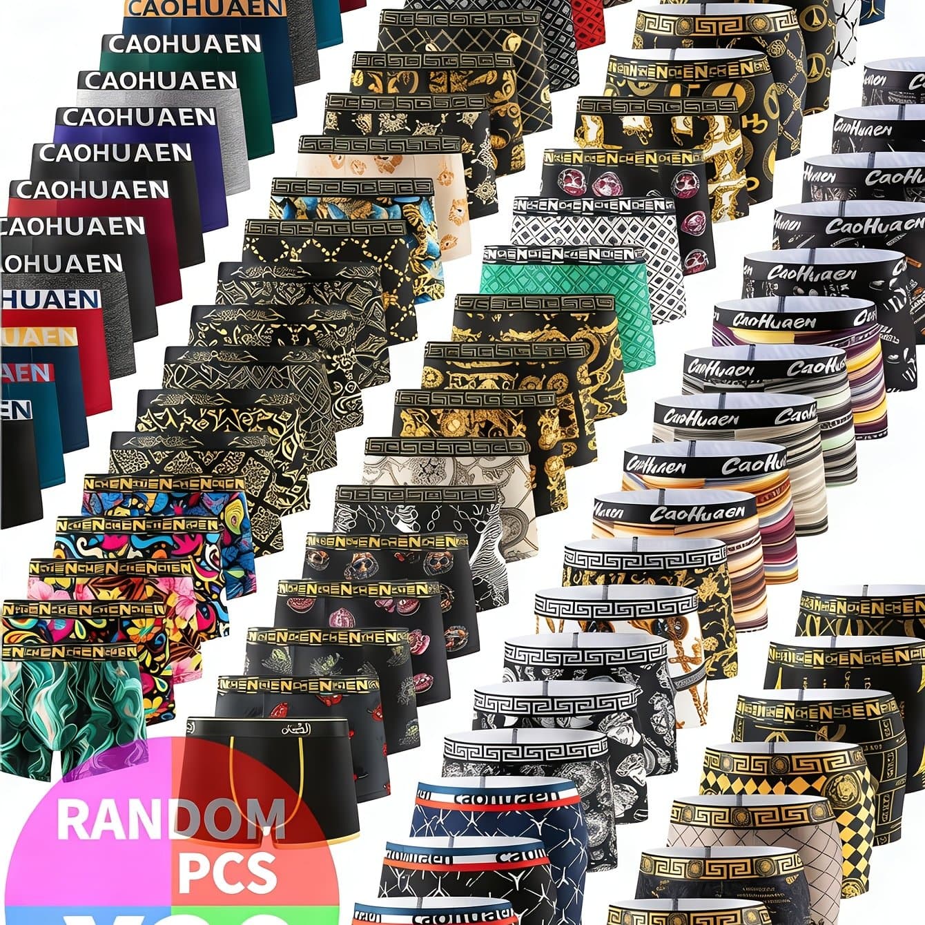 TEMU Men's Stretch Boxer Briefs 20-pack Random Patterns Breathable Underpants