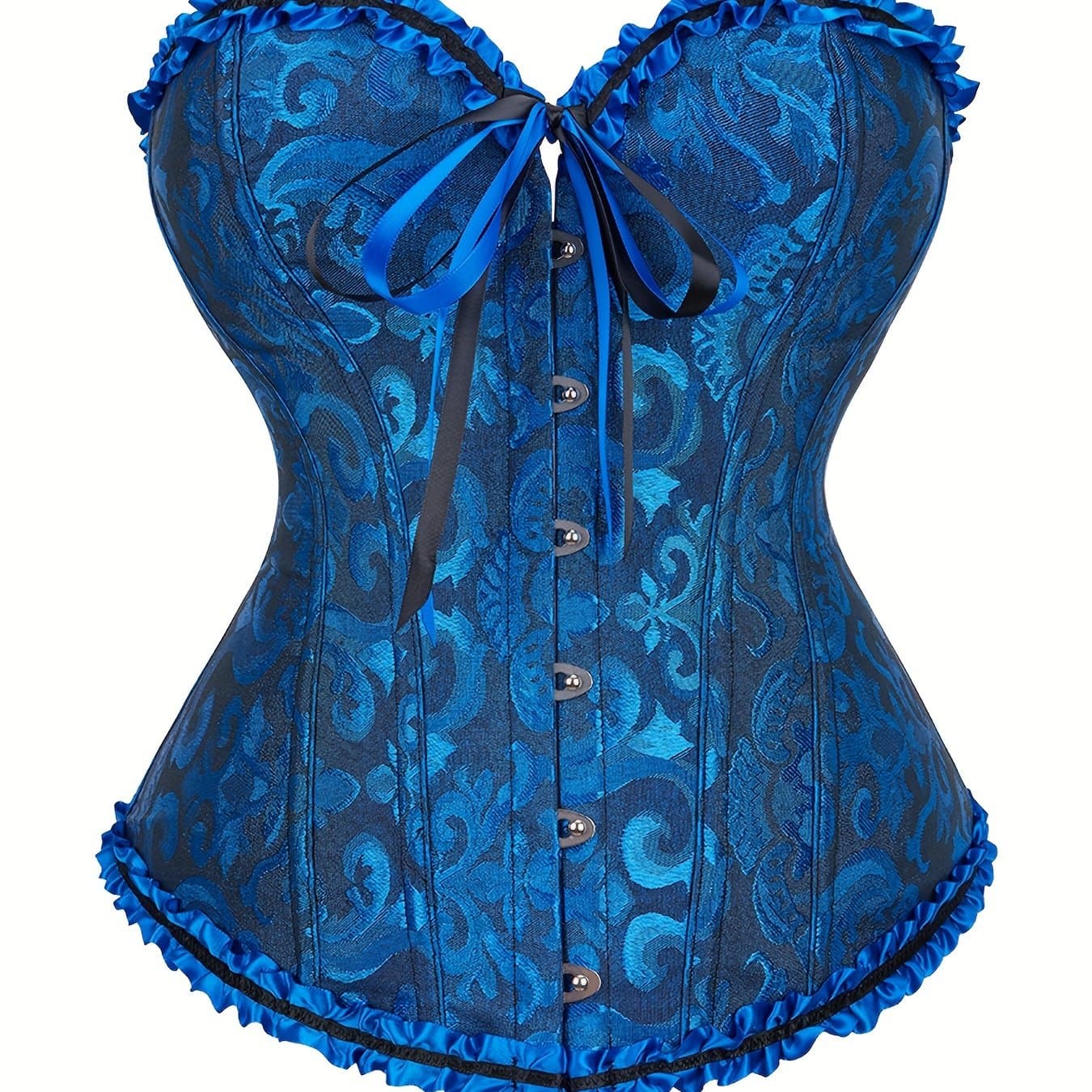 TEMU Plus Size Classic Court Style Bustier Boning Shaper Top Lace Ruched Strapless Overbust Corset