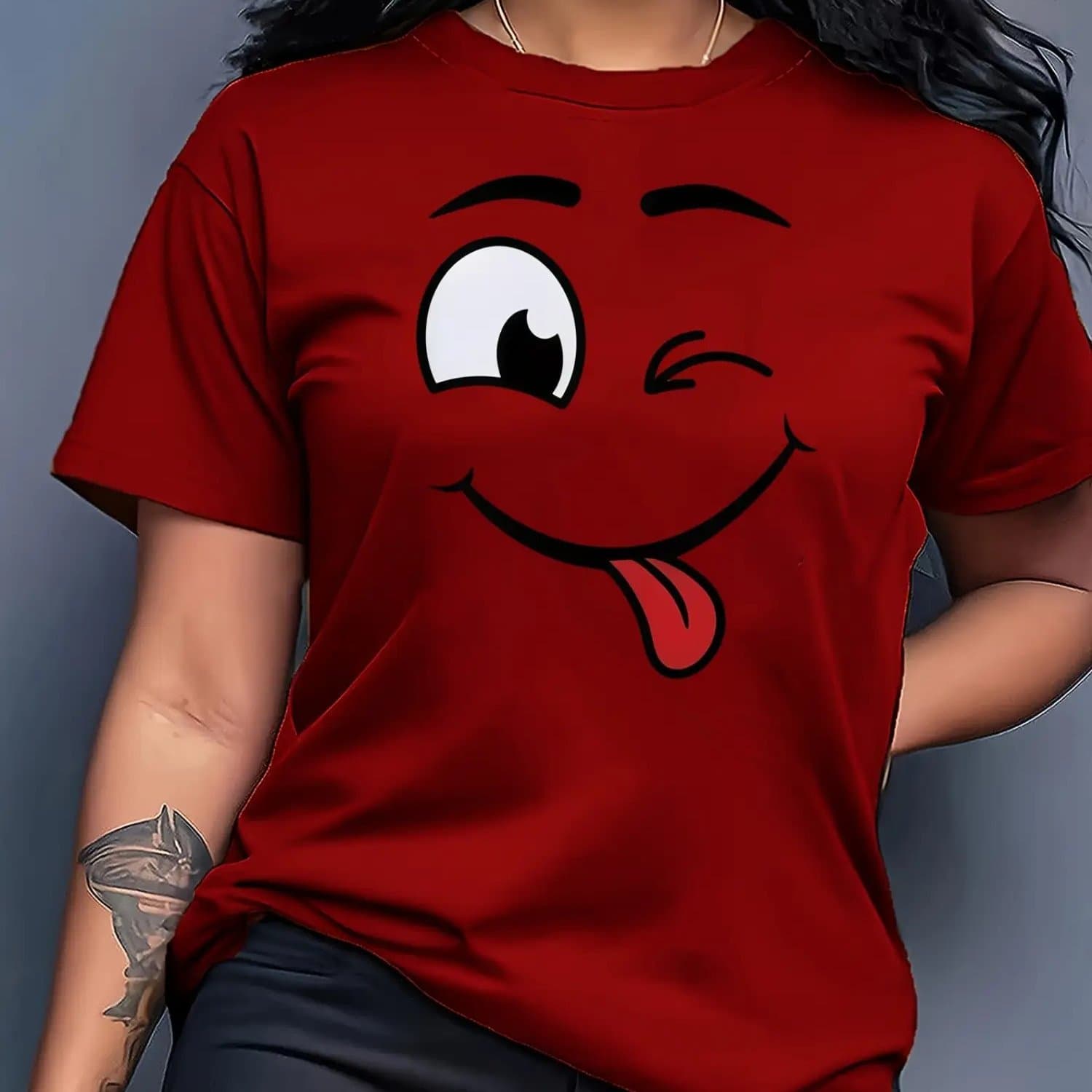 TEMU Women's Short Sleeve Hippie Small Print Round Neck Casual Elegant T-shirt Fashion Commuting Vacation Daily Versatile Casual Top Multiple Colors S-xxl-the For Holiday Gifts.