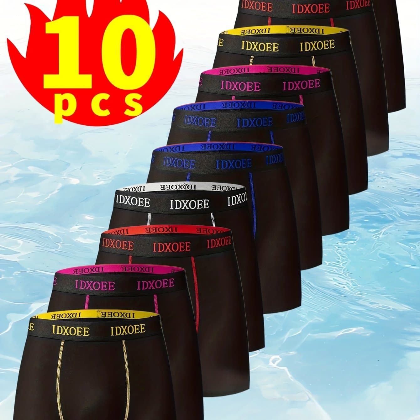 TEMU Random Color 10pcs/set, Men's Boxer Briefs - Breathable Athletic, High Quick-dry Underwear With Letter Print, Glossy Knit Fabric For Gym, Casual & Casual Attire, Gym Underwear, Sporty Underwear