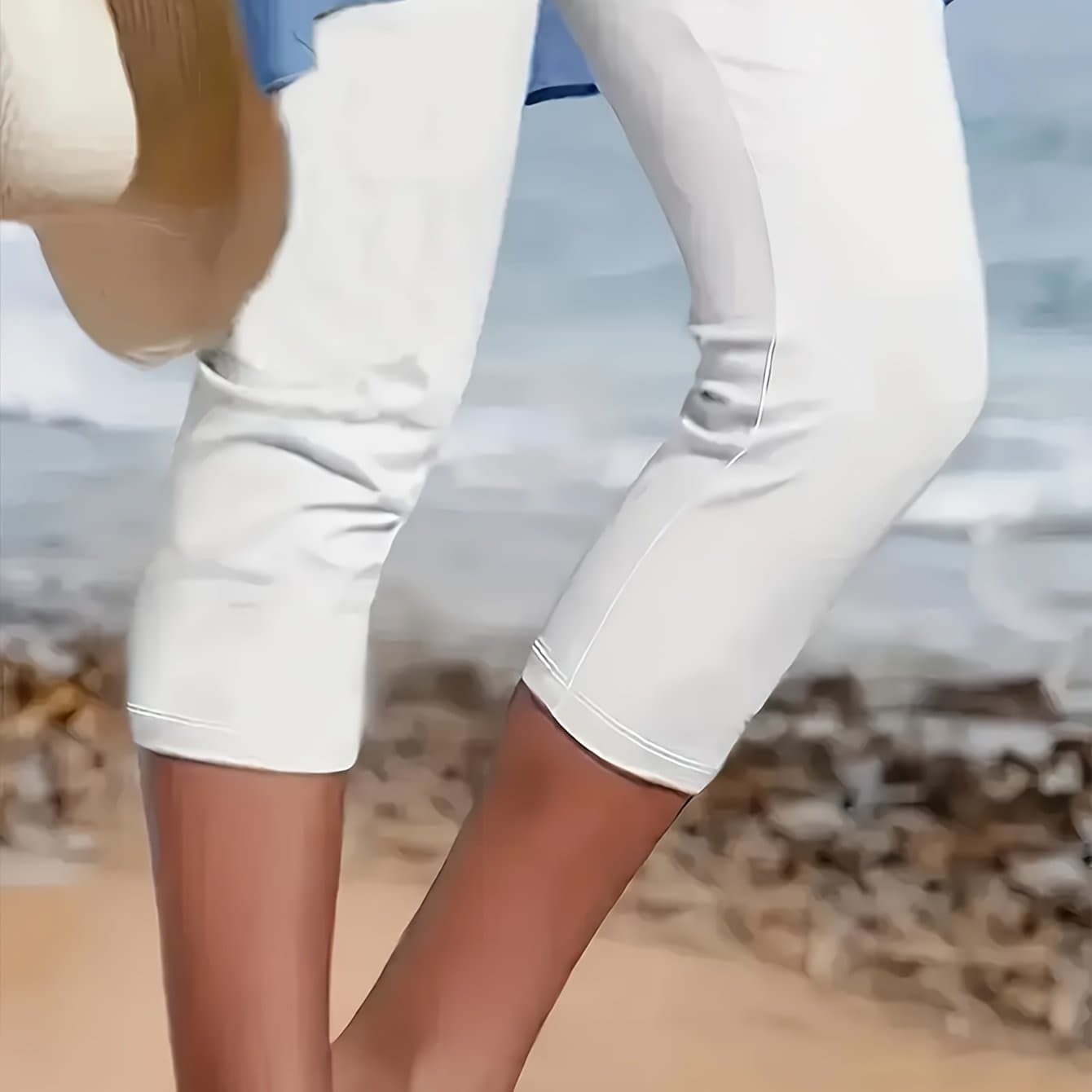 TEMU 1pc Women High-stretch Waist Yoga Pants Solid Color Casual Leggings Solid Color Casual Beach Pants