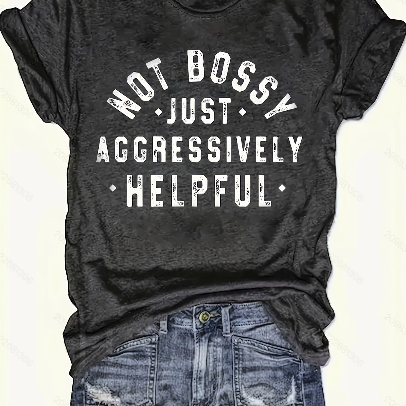 TEMU Womens Trendy Letter Print T-shirt - Soft Crew Neck Short Sleeve Top - Perfect For Casual Wear - Fashionable And Comfortable Clothing