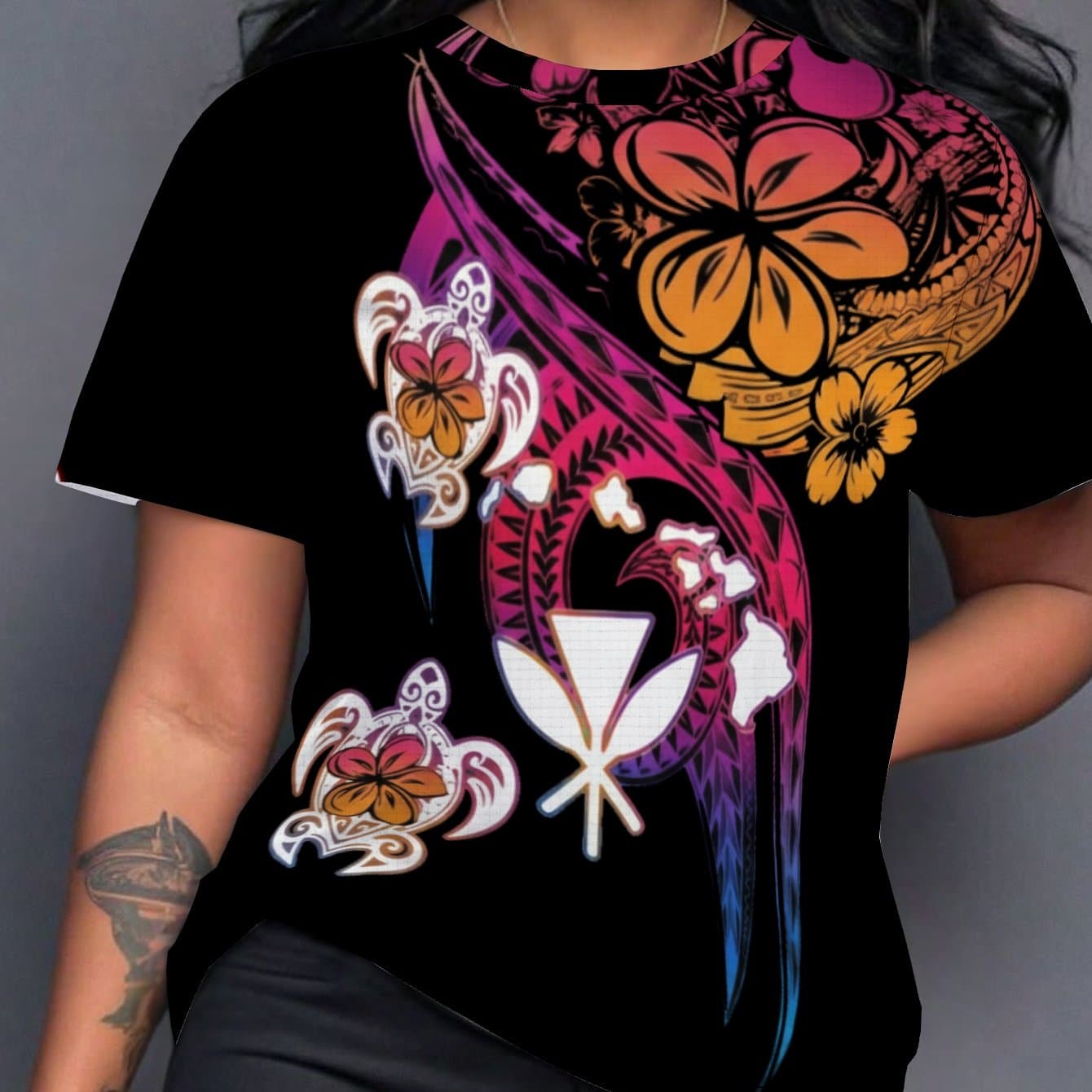 TEMU Polynesian Turtle Coded Women's Short Sleeve Clothing