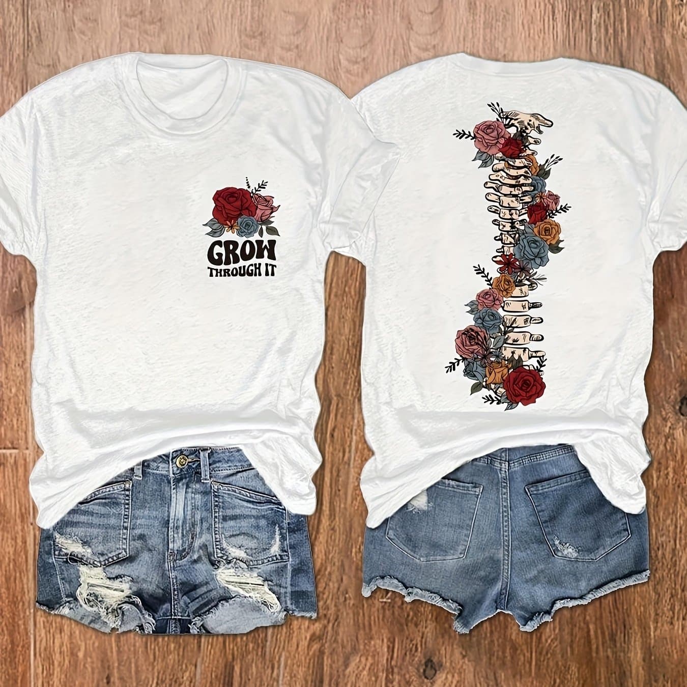 TEMU Graphic Print T-shirt, Short Sleeve Crew Neck Casual Top For Summer & Spring, Women's Clothing