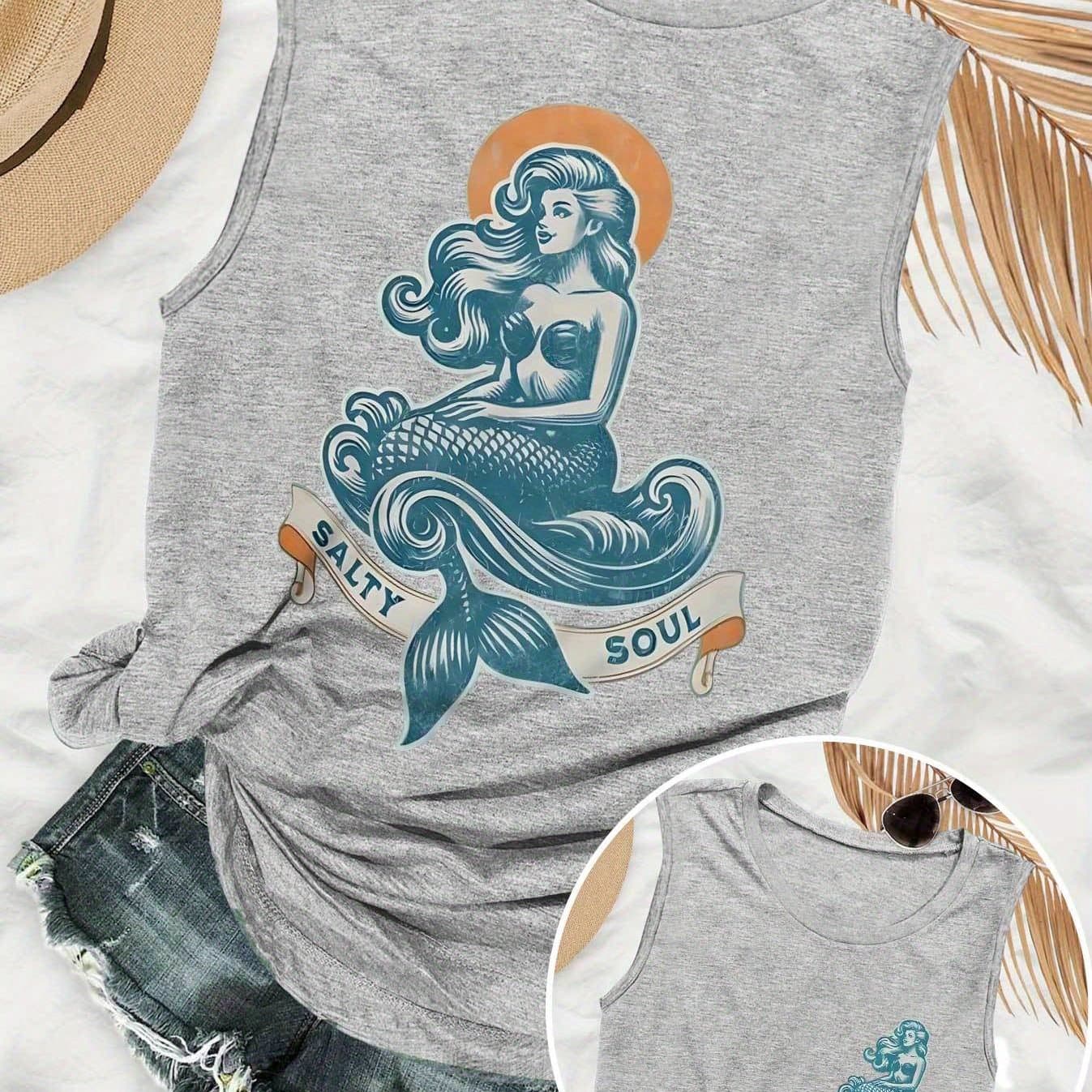 TEMU Graphic Print Tank Top, Sleeveless Casual Top For Summer And Spring, Women's Clothing