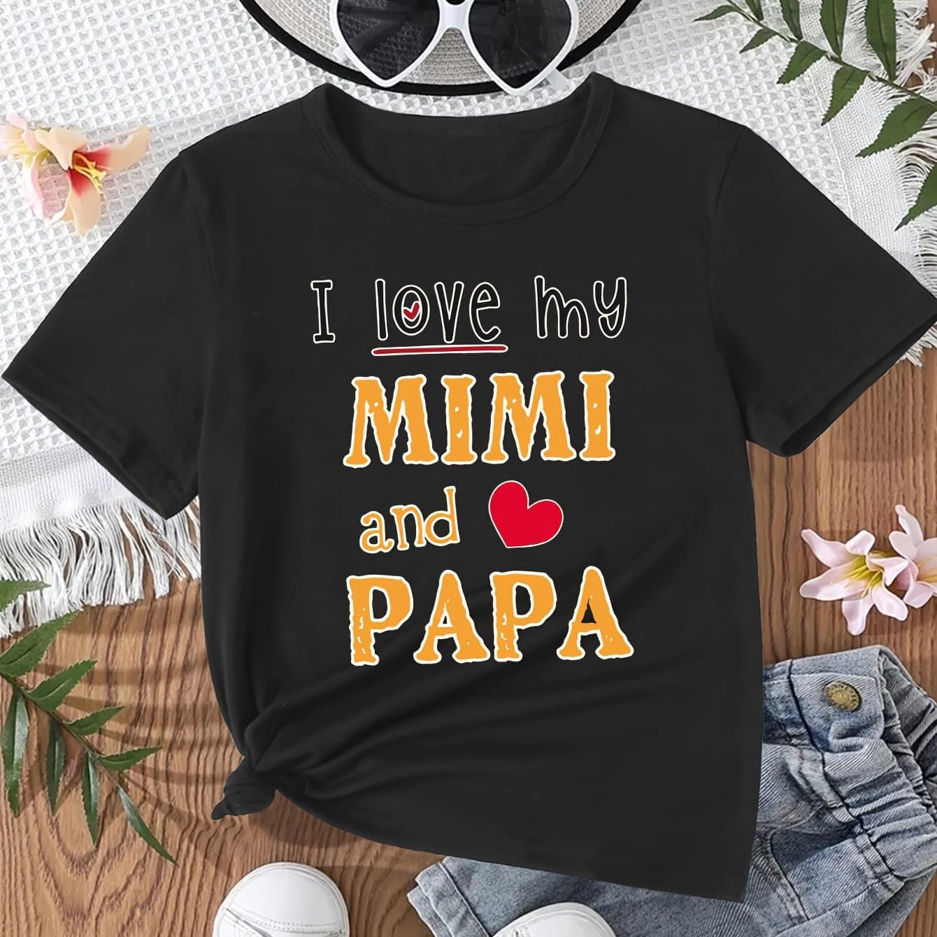 TEMU I Love And Love Papa Printed 100% Cotton Round Neck Girls T-shirt