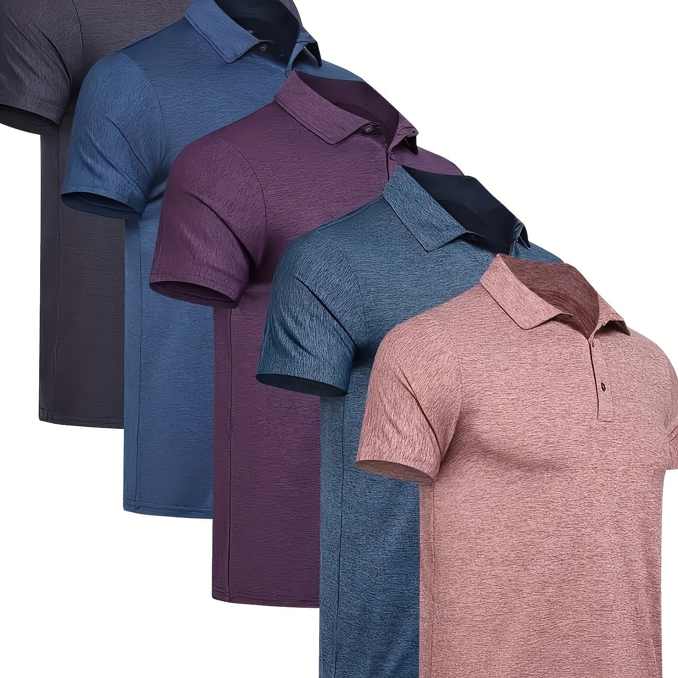 TEMU 5pcs Men's Shirt Quick Dry Short Sleeve Golf T Shirt Performance Wicking Casual Workout