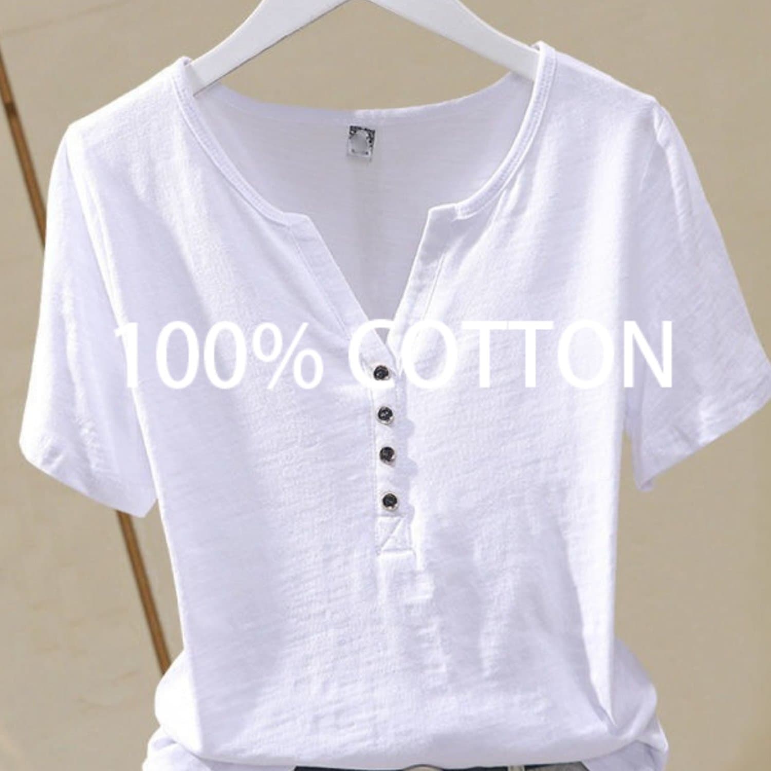 TEMU 2026 Summer 100% Commuter Casual Slim Sleeve Shirt, Ladies Loose Top