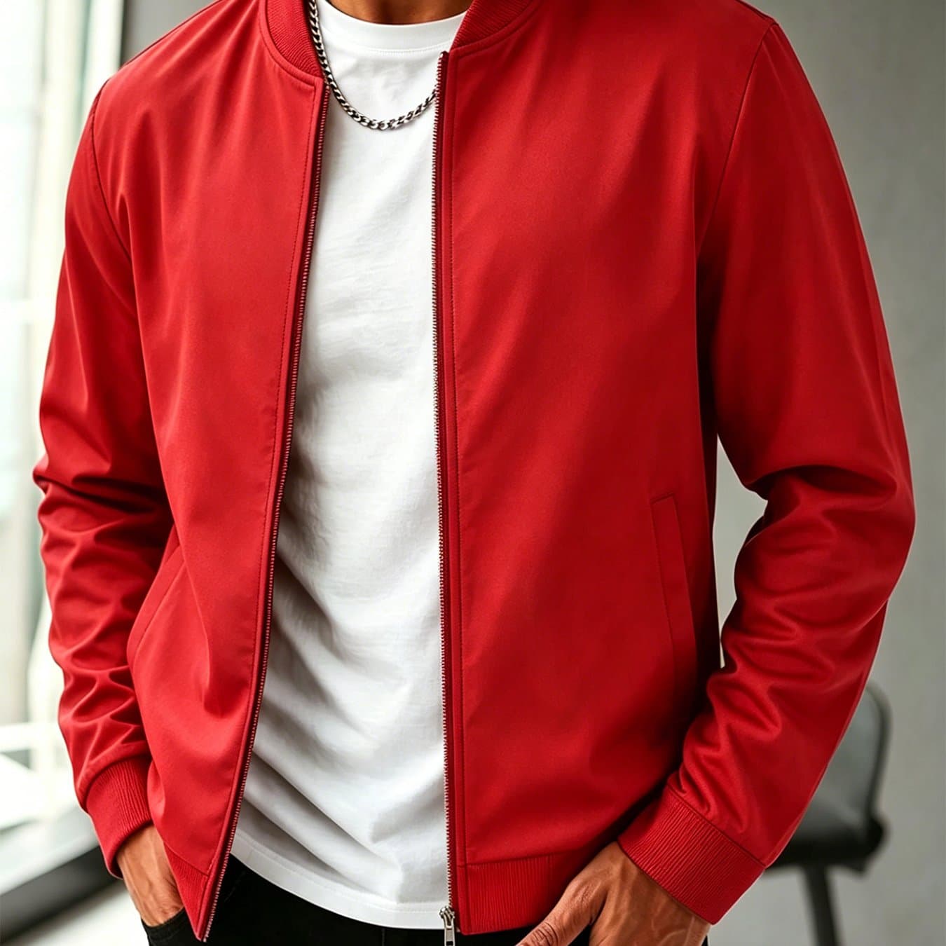 TEMU Men's -style Casual Fashion Stand-collar Jacket, Simple And Lightweight, Suitable For Spring And Autumn