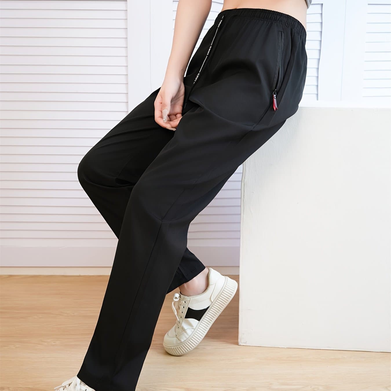 TEMU Women's Casual Pants, Fashionable And Trendy, Ultra-lightweight And Breathable, Quick-drying Flat-front S Long Pants For Training