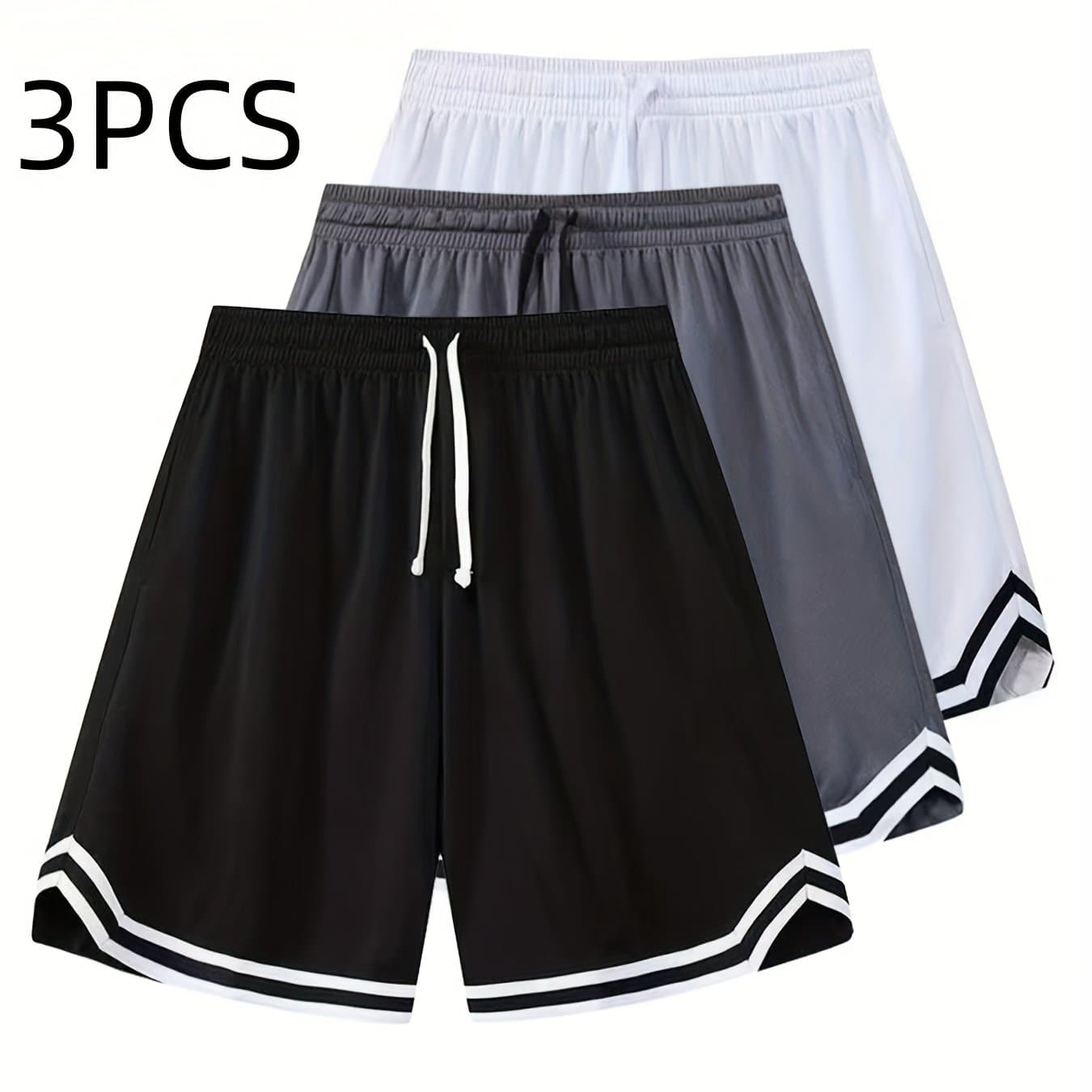 TEMU 3pcs Men's Mesh Shorts, Three-piece Set, Sports Basketball Shorts, Running, Fitness, Cycling, Hiking, Swimming, Quick Drying, Breathable Stretch Shorts