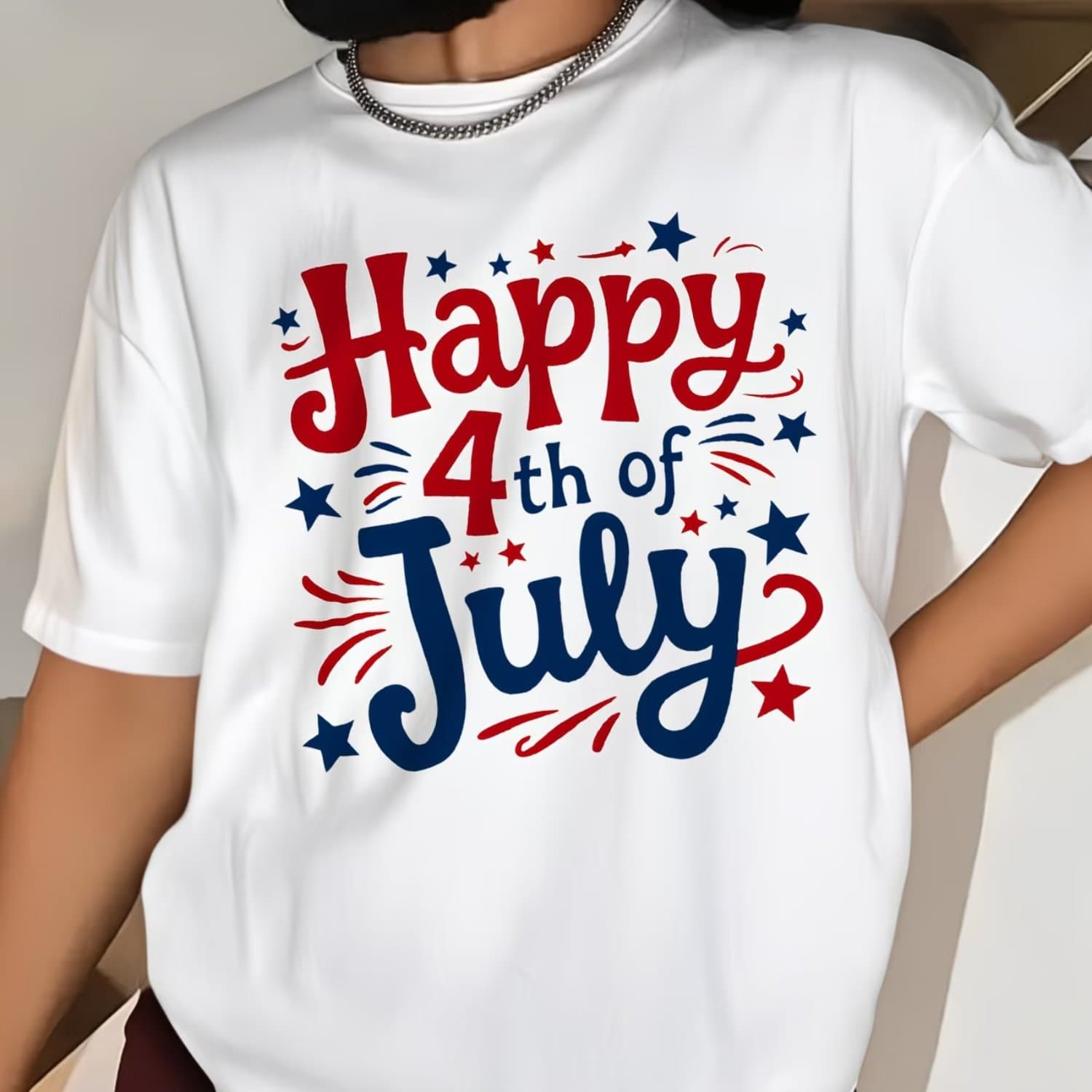 TEMU Women' T-shirt 4th Celebration Graphic Black And Royal Blue Women's T-shirt I'm The Sister To Me Floral Print Graphic Tee Casual Summer Top