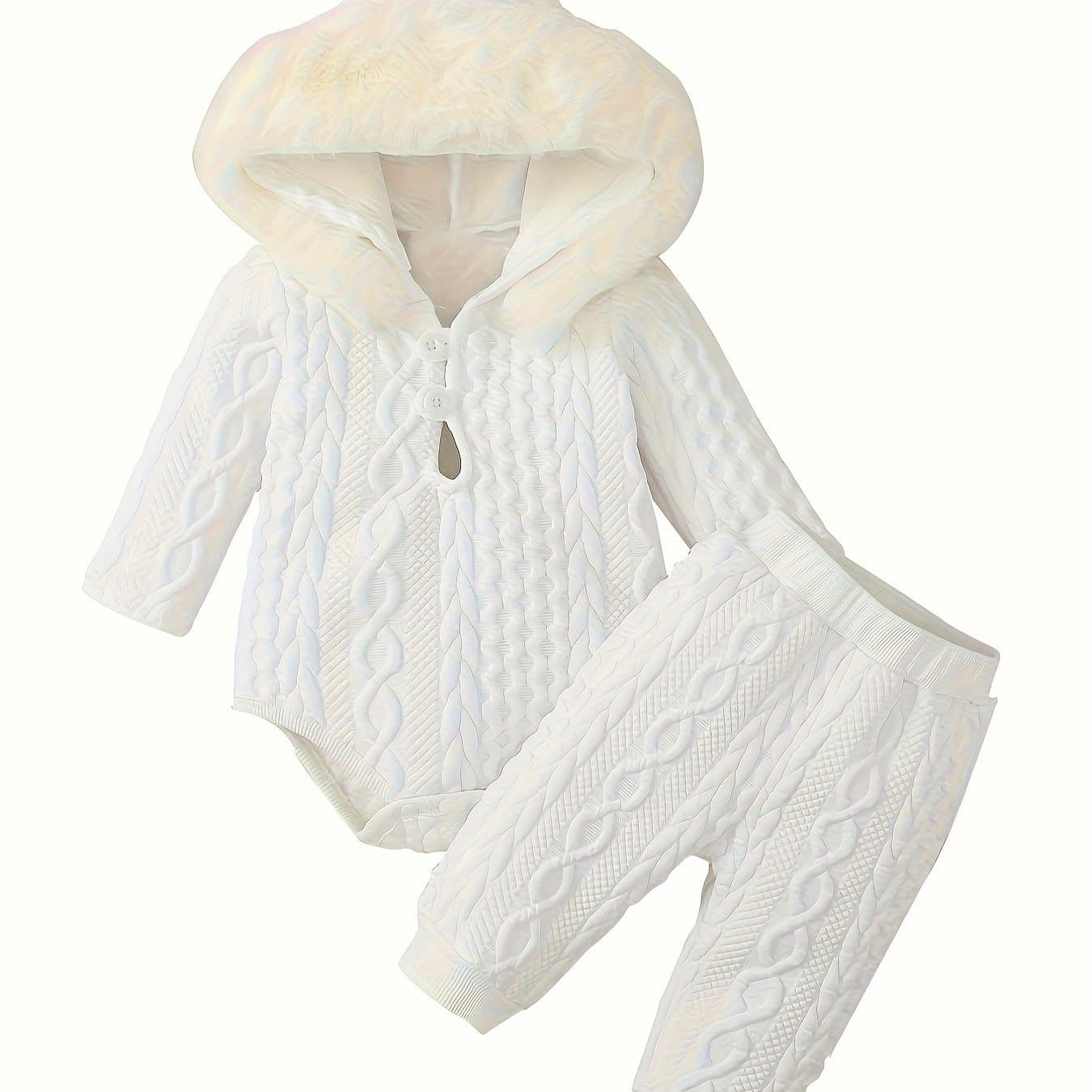 TEMU Minkidfashion Baby Clothing Sets Girls Hooded Long Sleeve Romper And Pants Outfit, Perfect For Outdoor