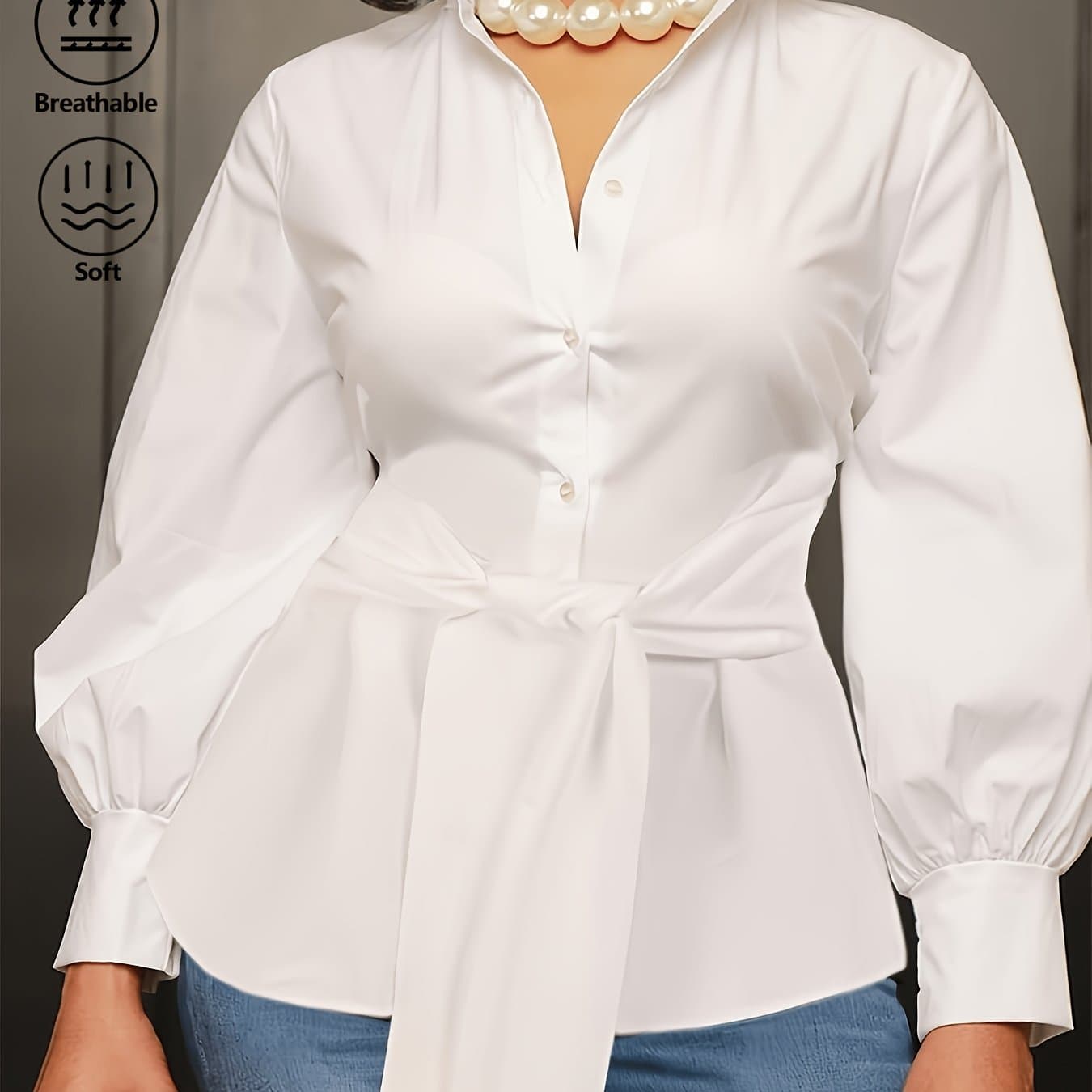 TEMU Plus Size - Plus Size - Plus Size Women's Elegant Collar Shirt