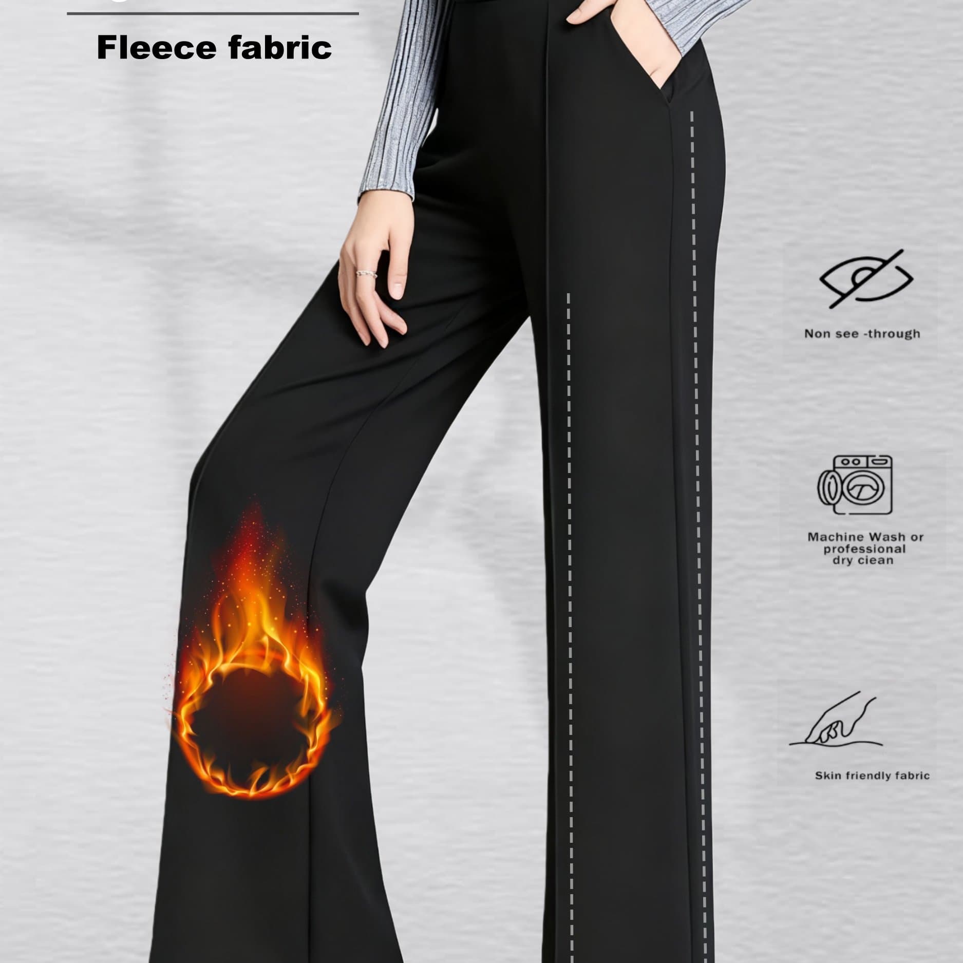TEMU Winter Warm Thickened Soft Women's Wide Leg Sweatpants With Pockets Yoga Pants Casual Straight Leg Pants