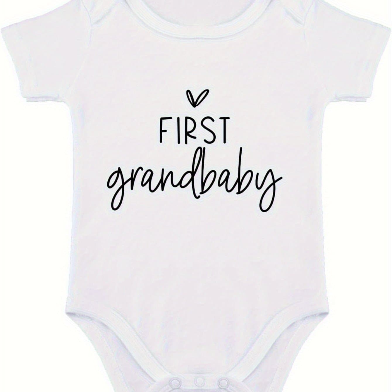TEMU First Grandbaby Bodysuit For Baby Grandparents Baby Announcement Bodysuit Baby Romper Newborn, For Outdoor