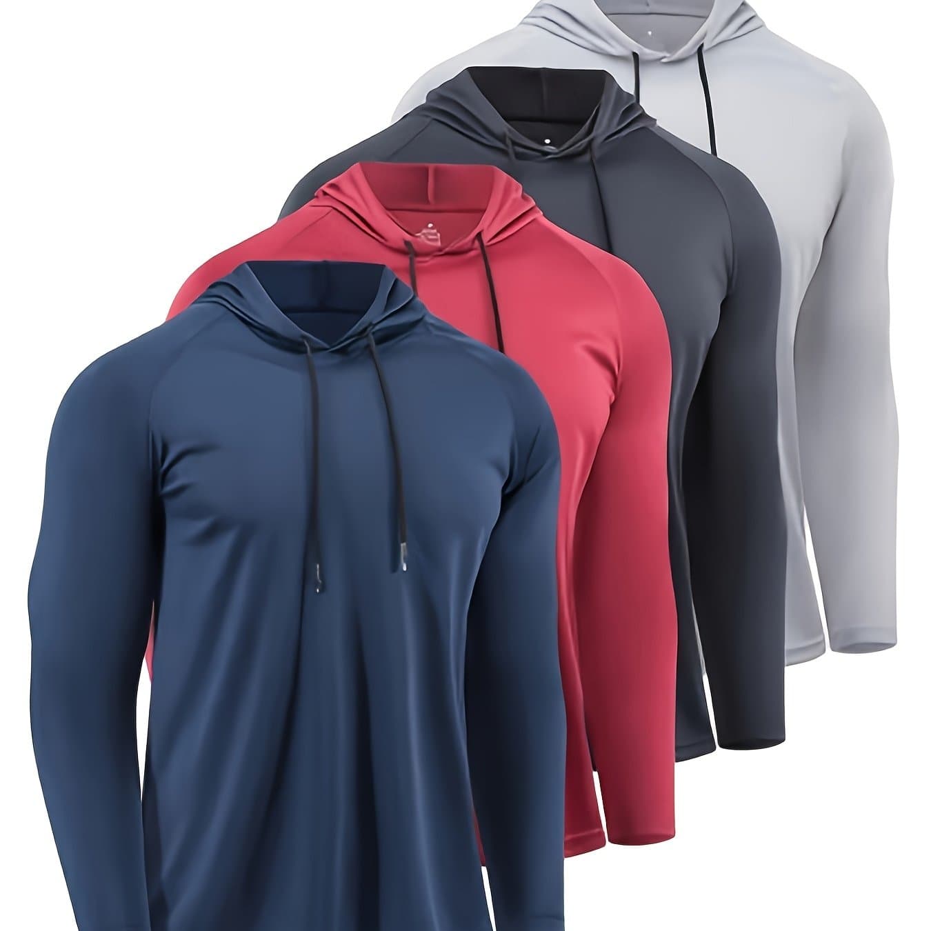 TEMU 4pcs Of Men's Fashionable Sports Drawstring Dry Hooded Sweatshirt Sports Top Pullover
