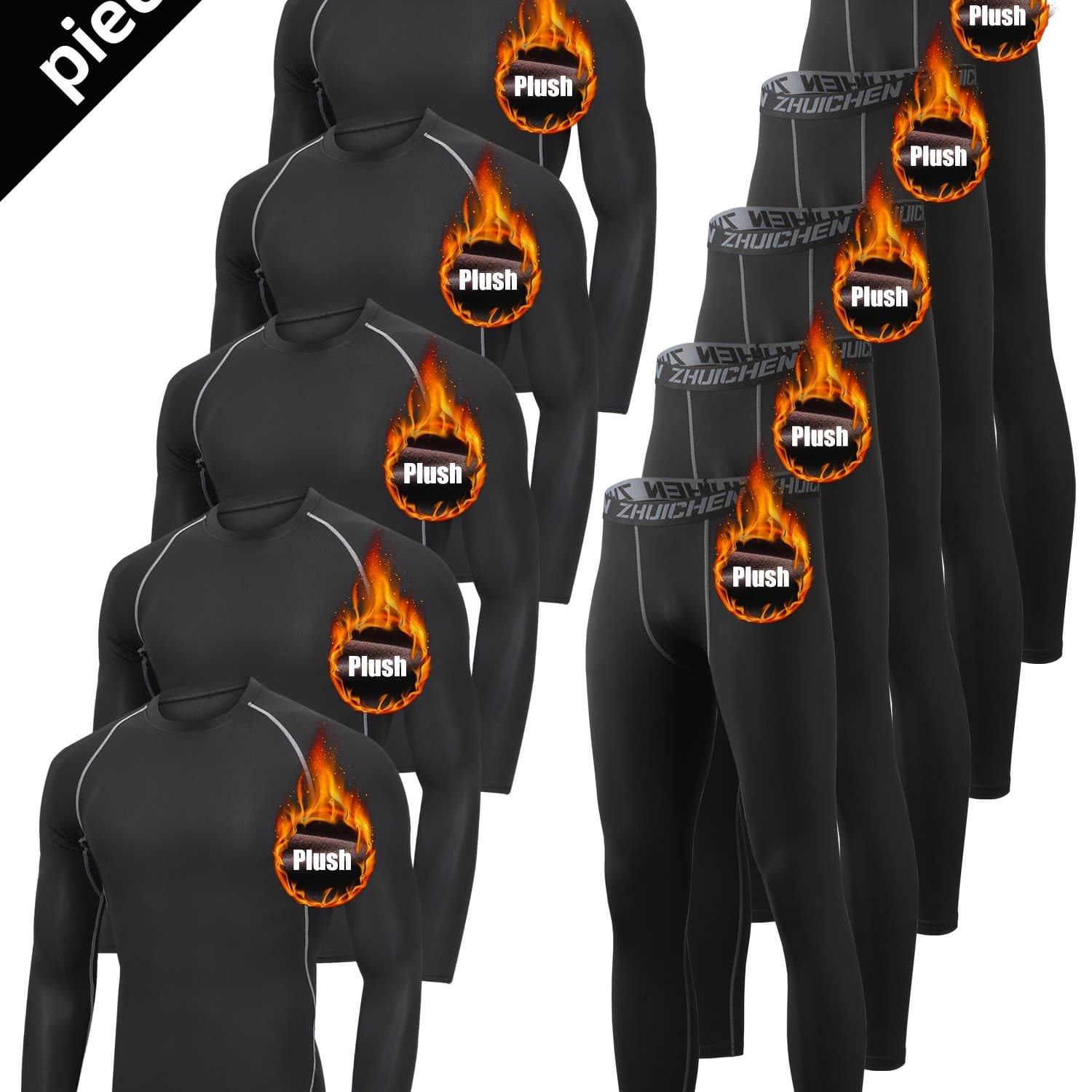 TEMU 10pcs -lined Sports Tracksuit Set: Warm Underwear, Running Gym Clothes For Autumn And Winter, Training Gear For Morning And Night Runs