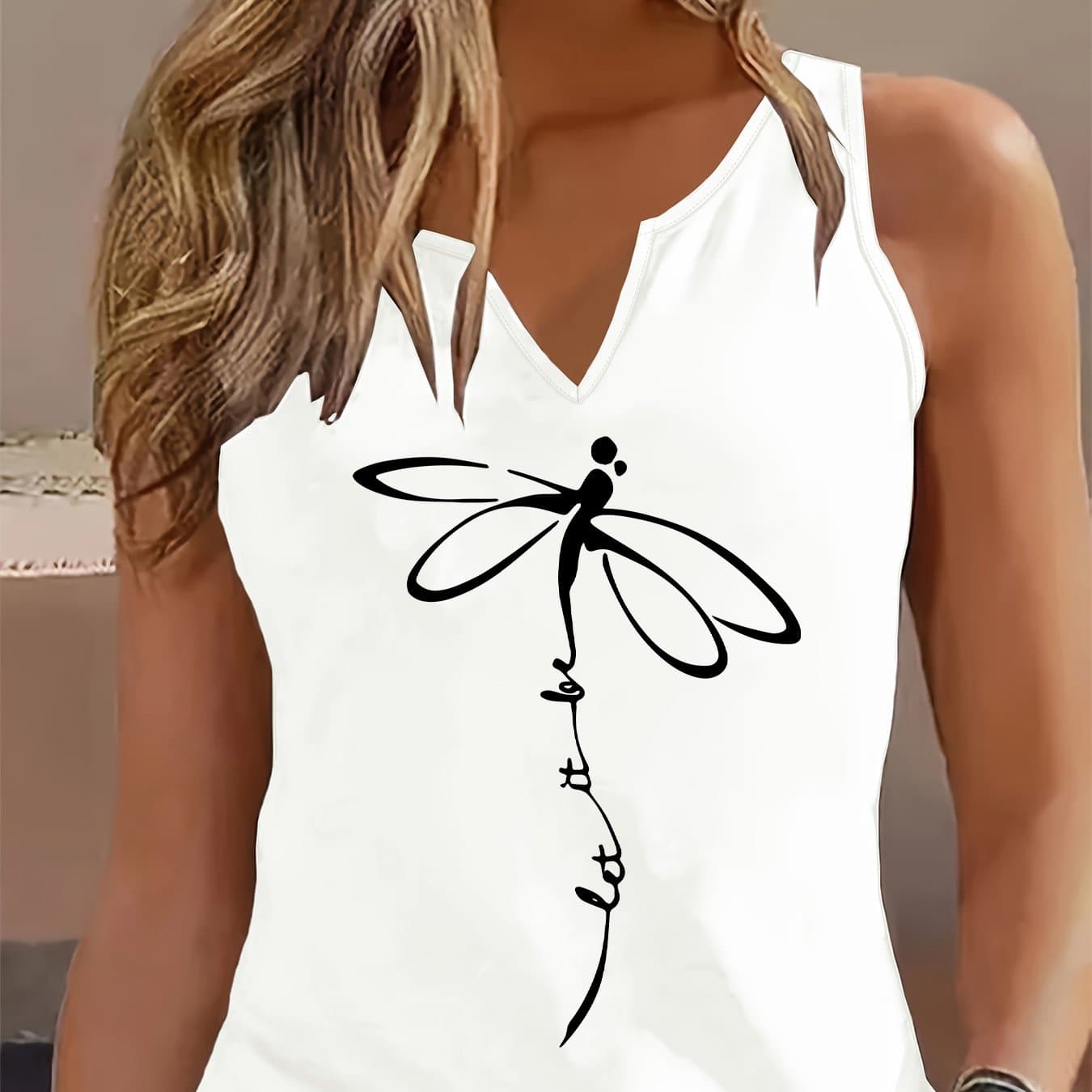 TEMU Graphic Print Tank Top, Sleeveless Casual Top For Summer And Spring, Women's Clothing