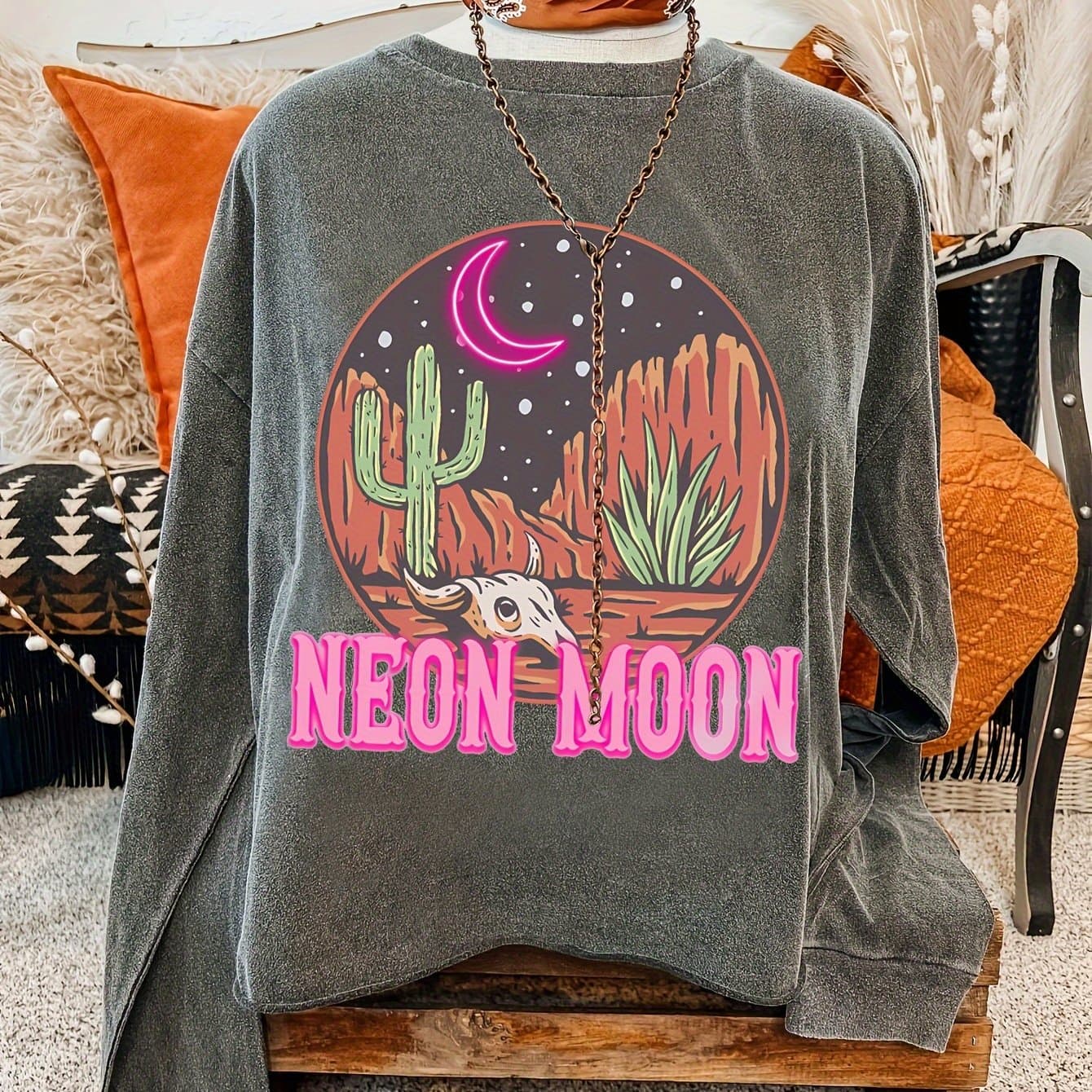 TEMU Print Sweatshirt, Crew Neck Casual Sweatshirt For Fall & Spring, Women's Clothing