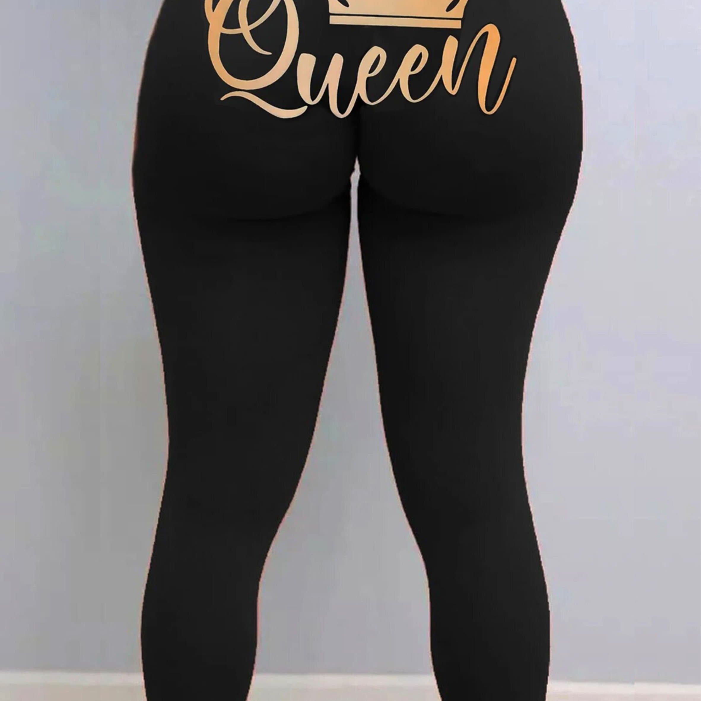 TEMU Letter Print High Waist Leggings, Casual Skinny Stretchy Leggings, Women's Clothing