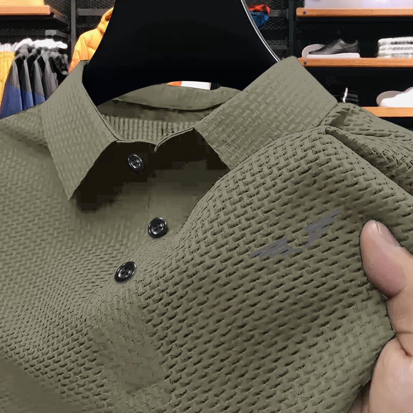 TEMU Print Men's Short Sleeve Golf Shirt, Business Casual Comfy Top For Tennis Training thumbnail 2