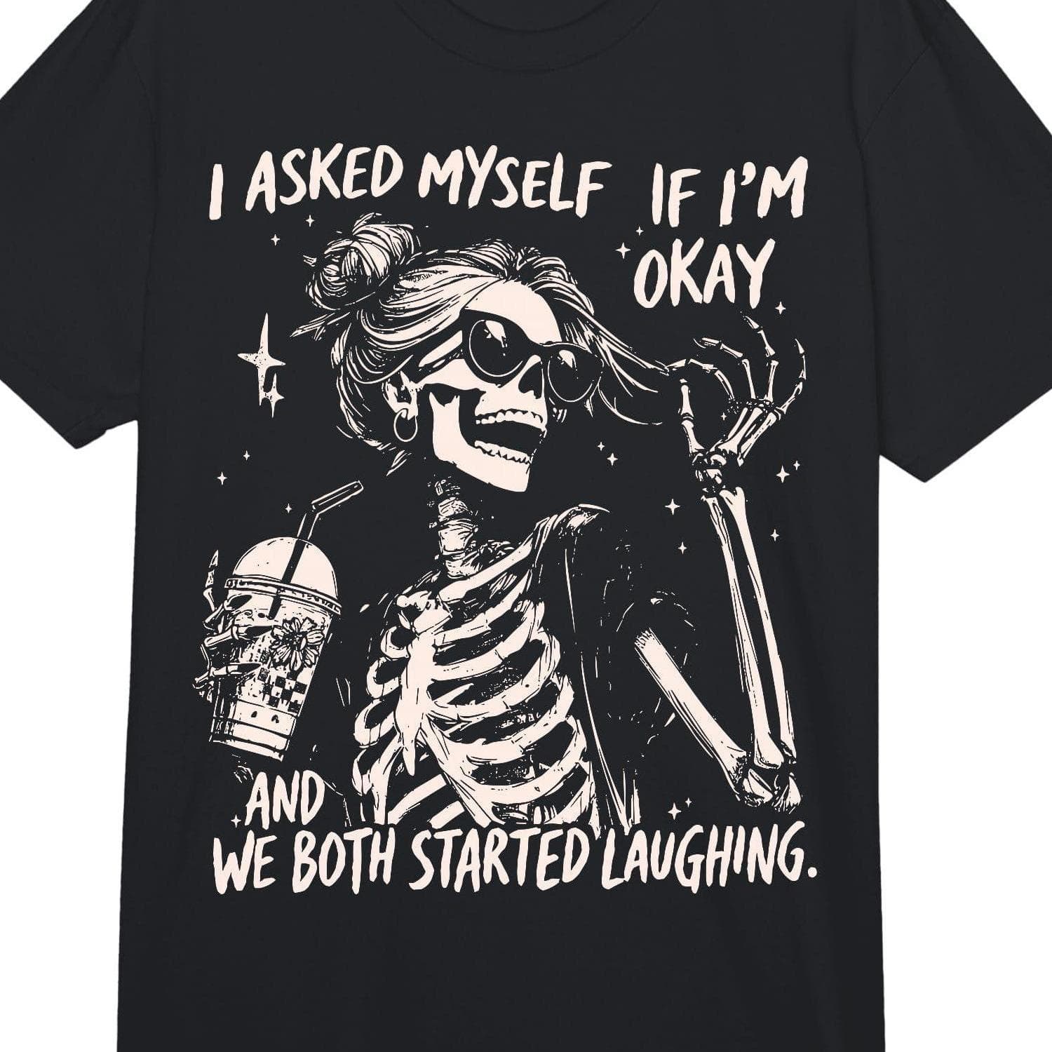 TEMU I Sarcastic If And We Laughing Graphic Adult Heavyweight T-shirt I If Skeleton 220gsm Cotton Round Neck Short Sleeve Casual Henley Shirt Men T-shirt