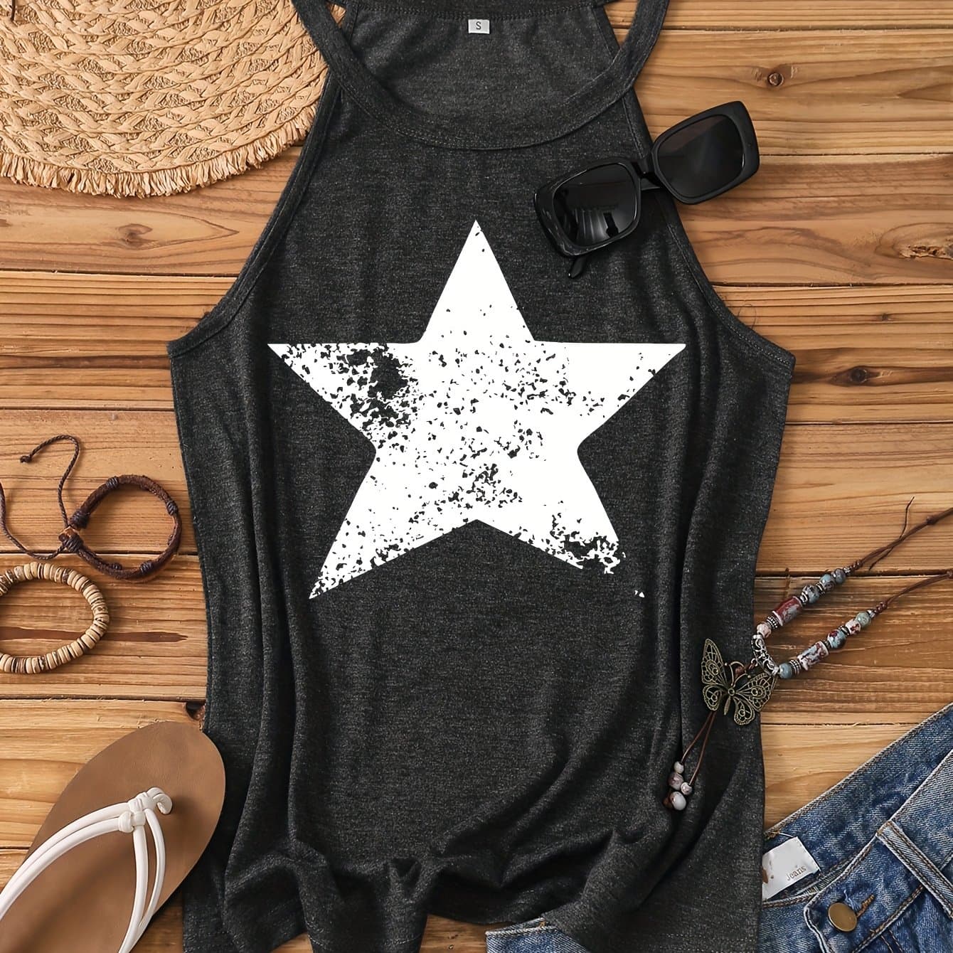 TEMU Summer New Casual Stars Women's Fashion Vest Beach Top