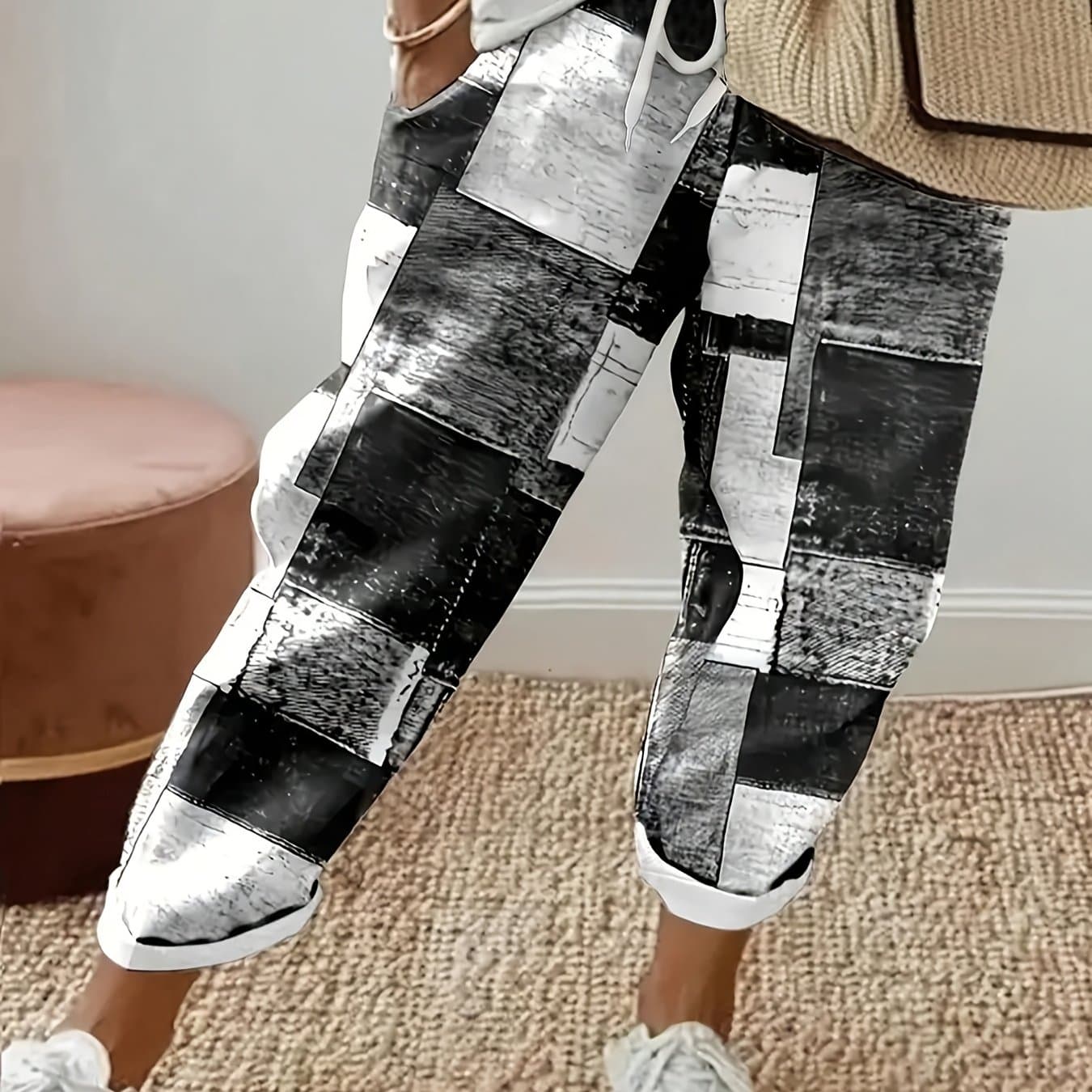 TEMU Plus Size Women's Print Drawstring Pants