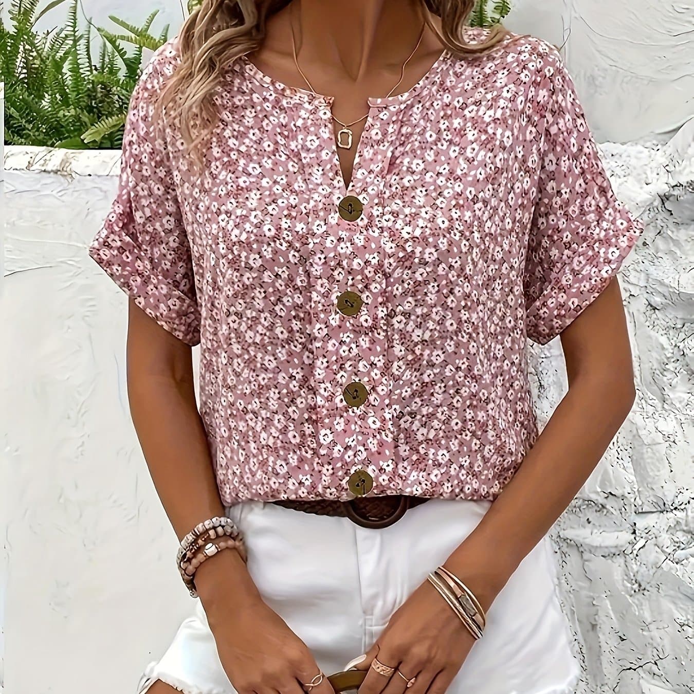 TEMU Plus Size, Women's Plus Size Floral Shirt