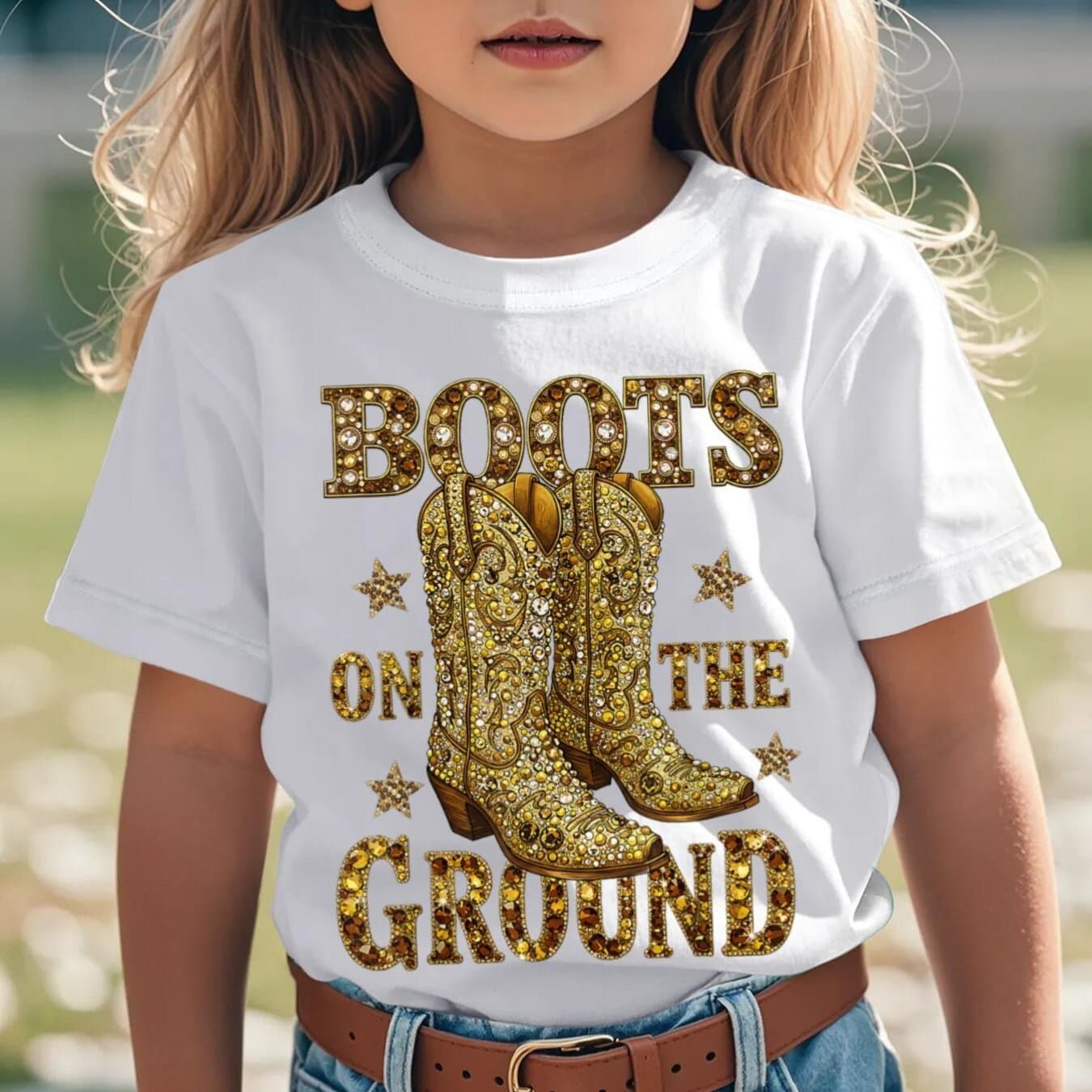 TEMU 1pc New Boots On Design Short Sleeved 100% T-shirt Comfy Casual Tees For Girls