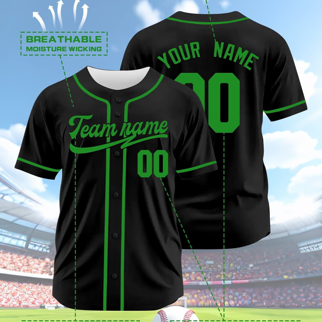 TEMU For Team Custom Men's Baseball Jersey Supports Custom Team Name & Number Black Top With