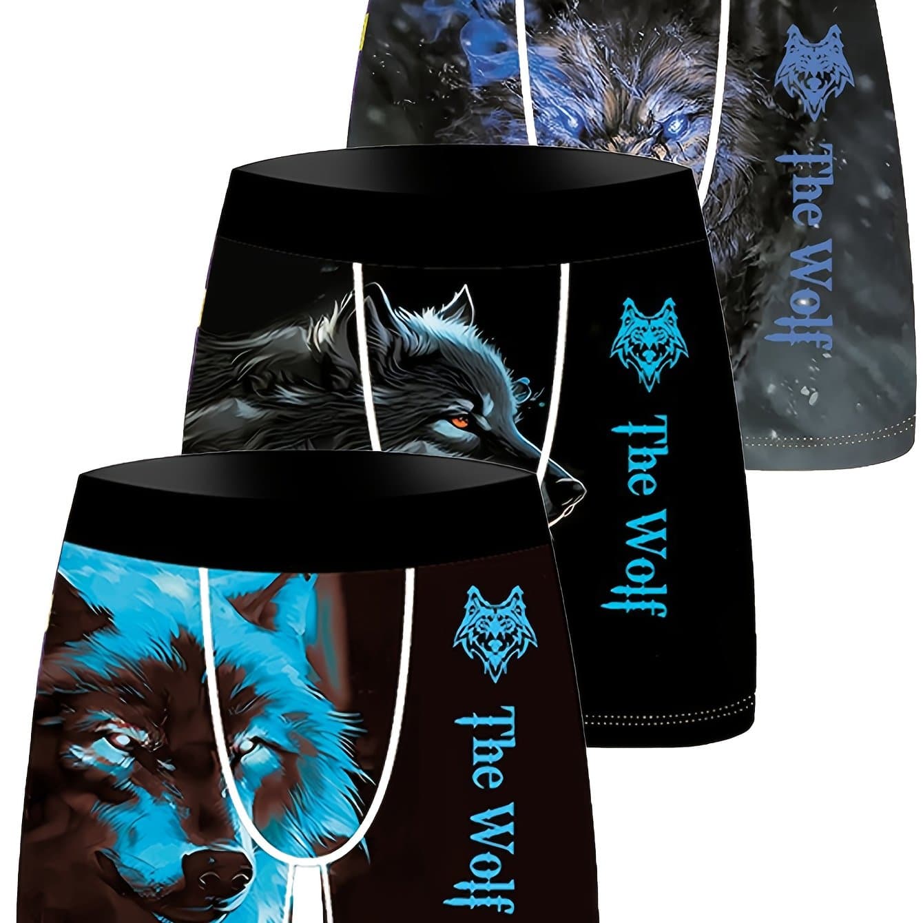 TEMU Set Of 3 Men's Underwear With Digital Printing, Featuring Knitted Stretch For And