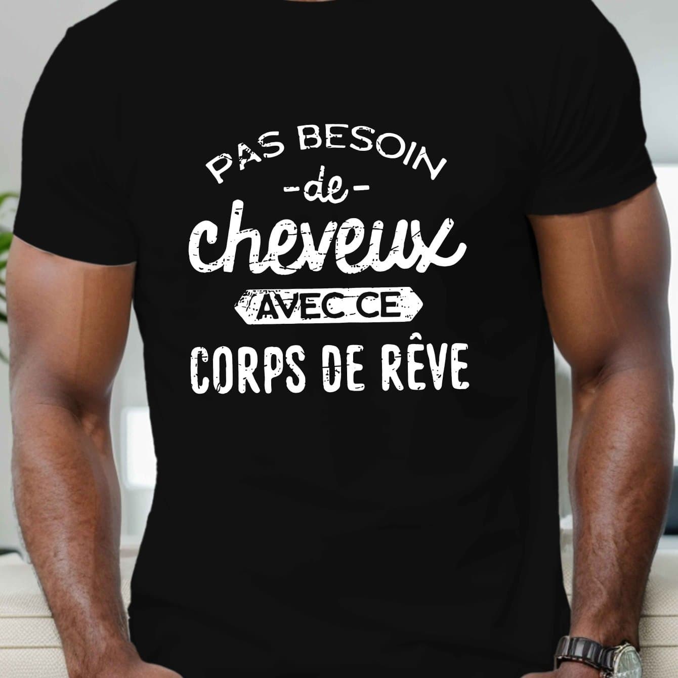 TEMU 1pc Men's French Quote T-shirt - Short Sleeve Round Neck Casual Top With French Print, Machine Washable Shirt Suitable For Casual Attire & French Language Enthusiasts