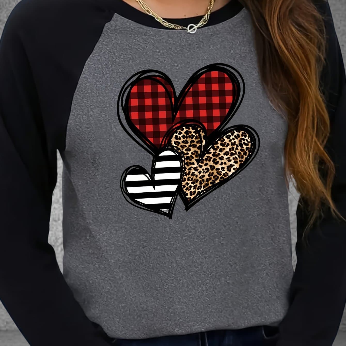 TEMU Women's Long-sleeve Color- T-shirt With And Raglan Sleeves For Spring And Autumn
