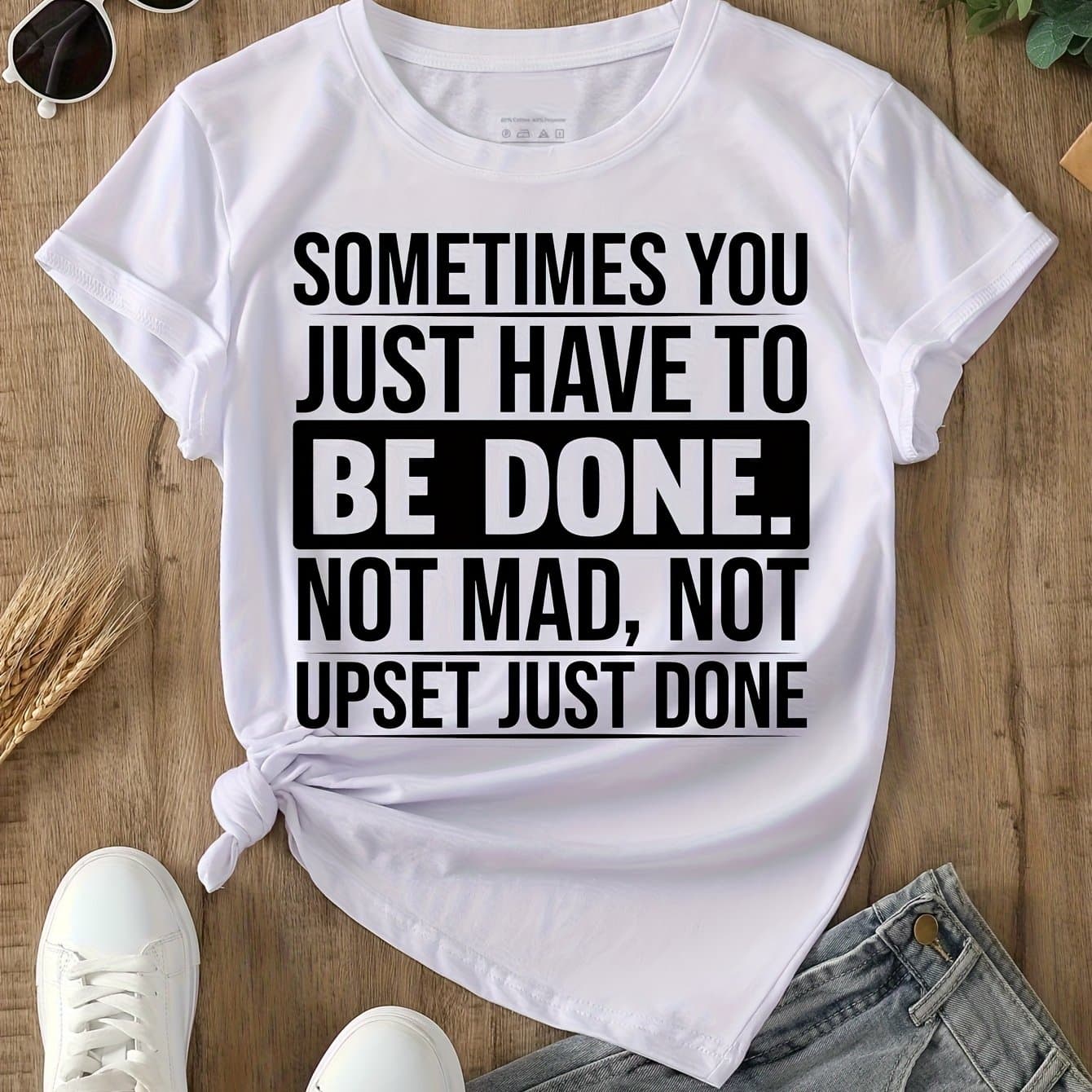 TEMU Plus Size You Just Have To Be Not Mad Not Just Roundneck Pullover Comfortable And Soft Tshirt, Soft Breathable Fabric For Christmas Parties, Gifts & Everyday Outfits - Casual Wear, Adult Men