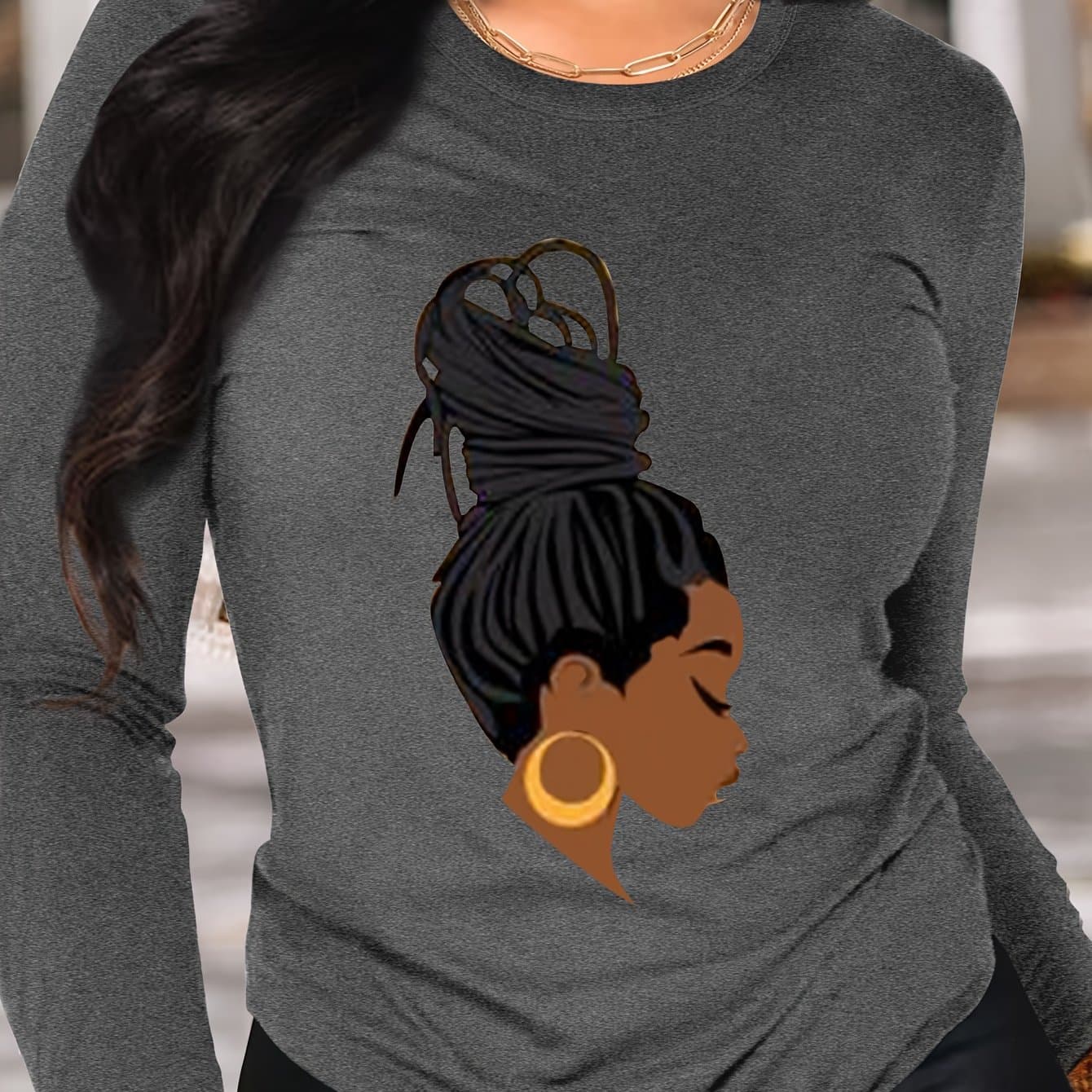 TEMU Graphic Print T-shirt, Long Sleeve Crew Neck Casual Top For Spring & Fall, Women's Clothing thumbnail 2