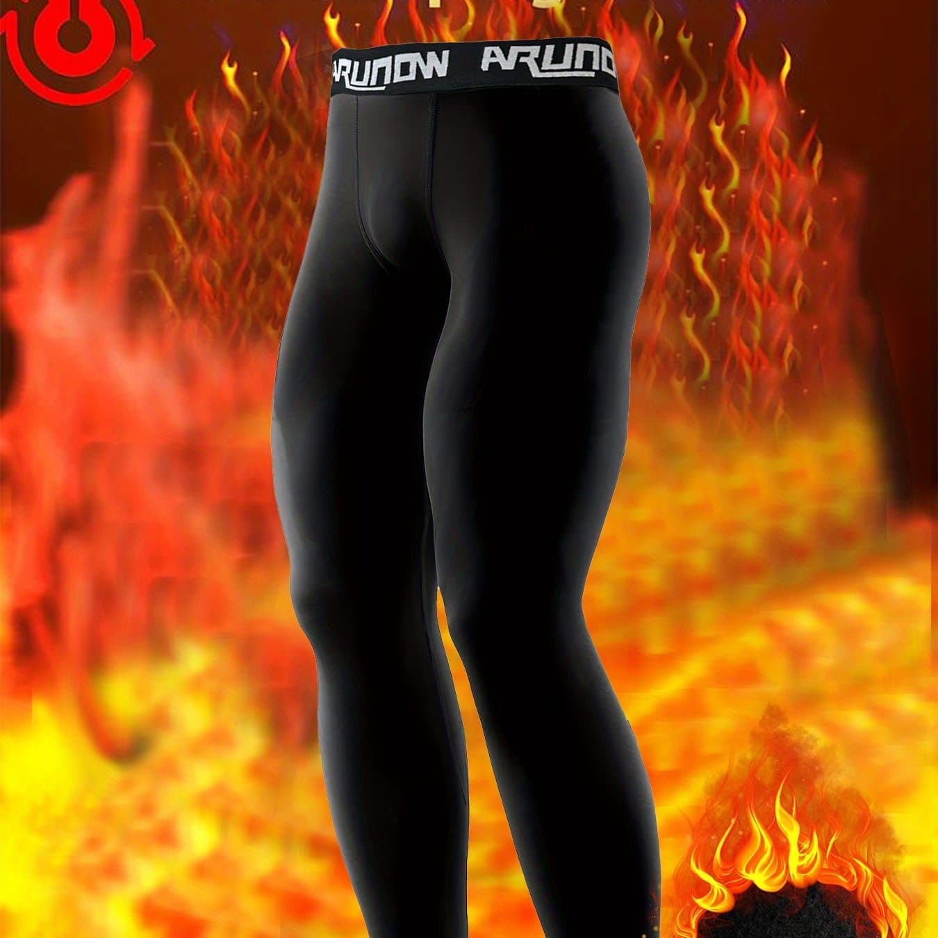 TEMU Men's Fleece-lined Sports Leggings, High Elastic Waistband Tights, Autumn And Winter Warm Pants