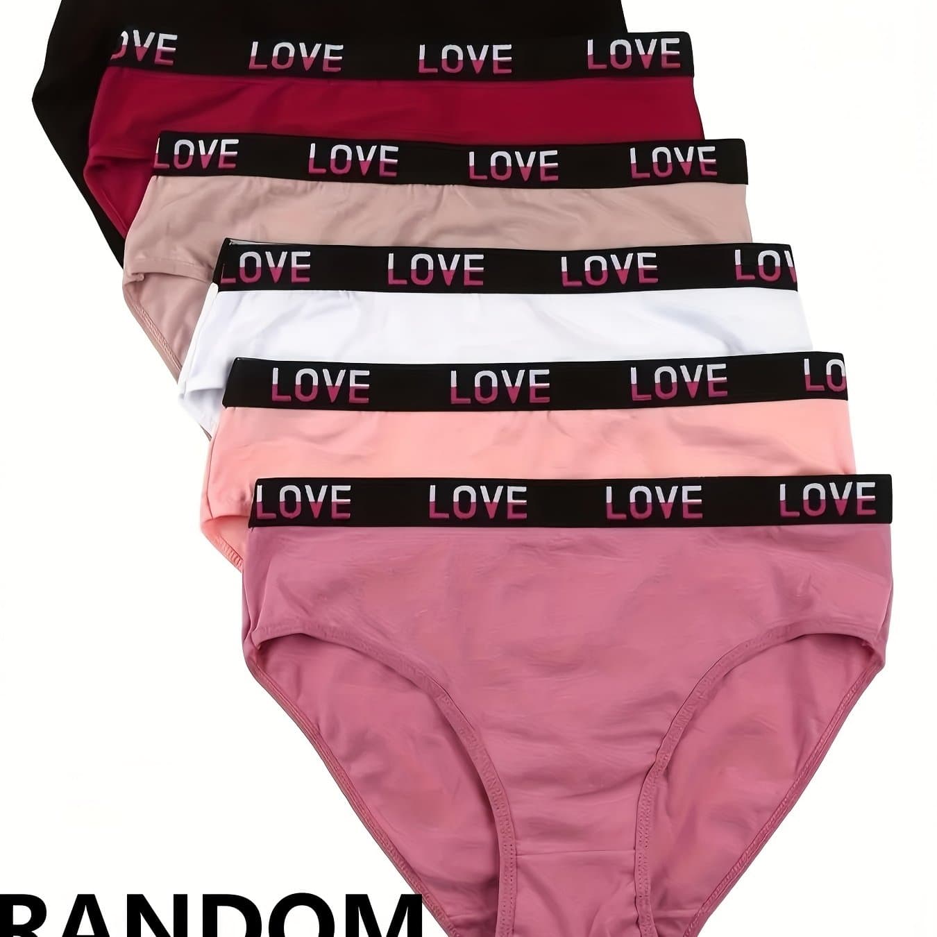 TEMU Random 6pcs Set Of New European And American Letter Print Women's High-waist Panties
