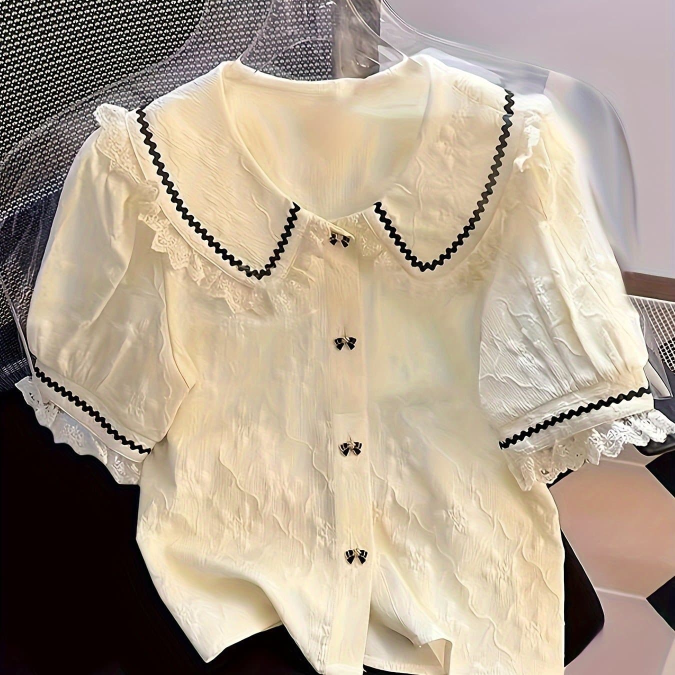 TEMU Fashion Lace Short Shirt Women's