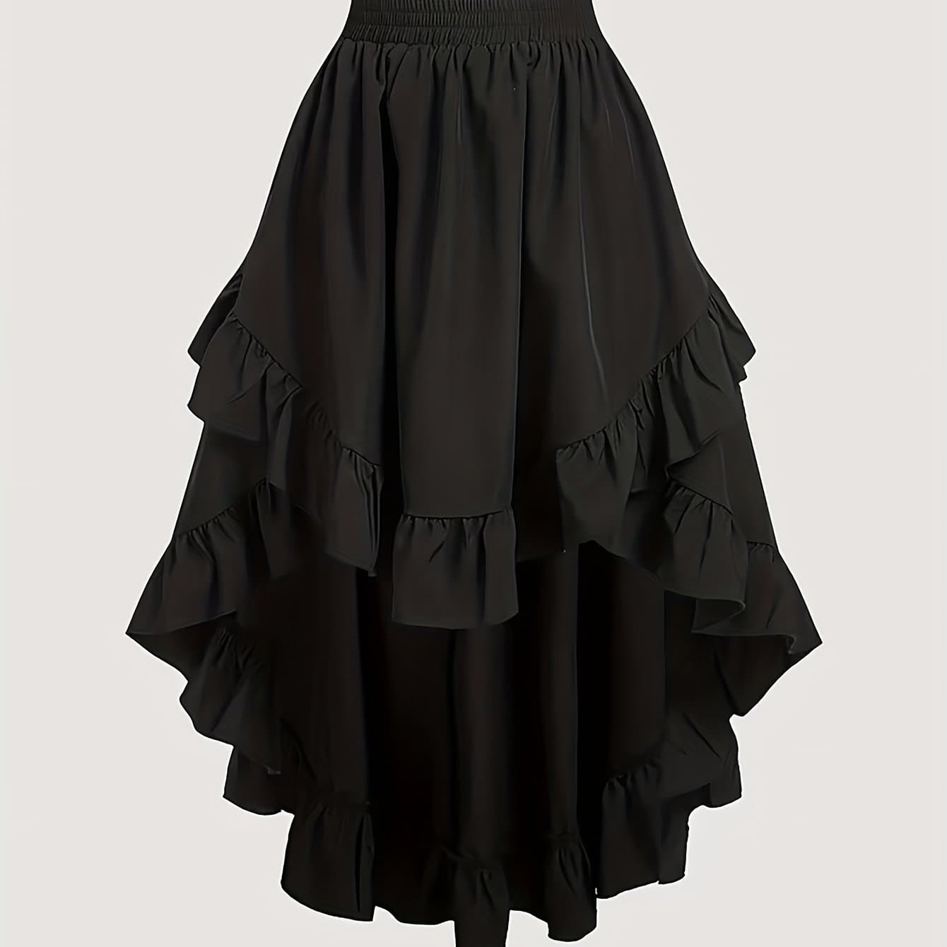 TEMU Women's Casual Short-front Long-back Solid Color Skirt