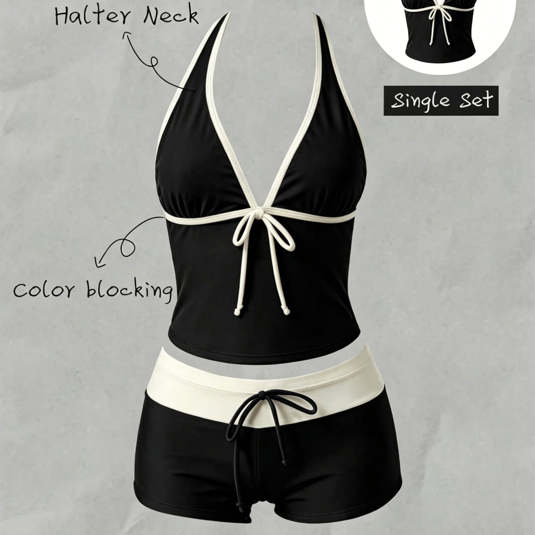 TEMU 2pcs Women's Thin Strap Bow Tie Bikini Set, Spring Summer Beach , Sexy Women's Top And Shorts