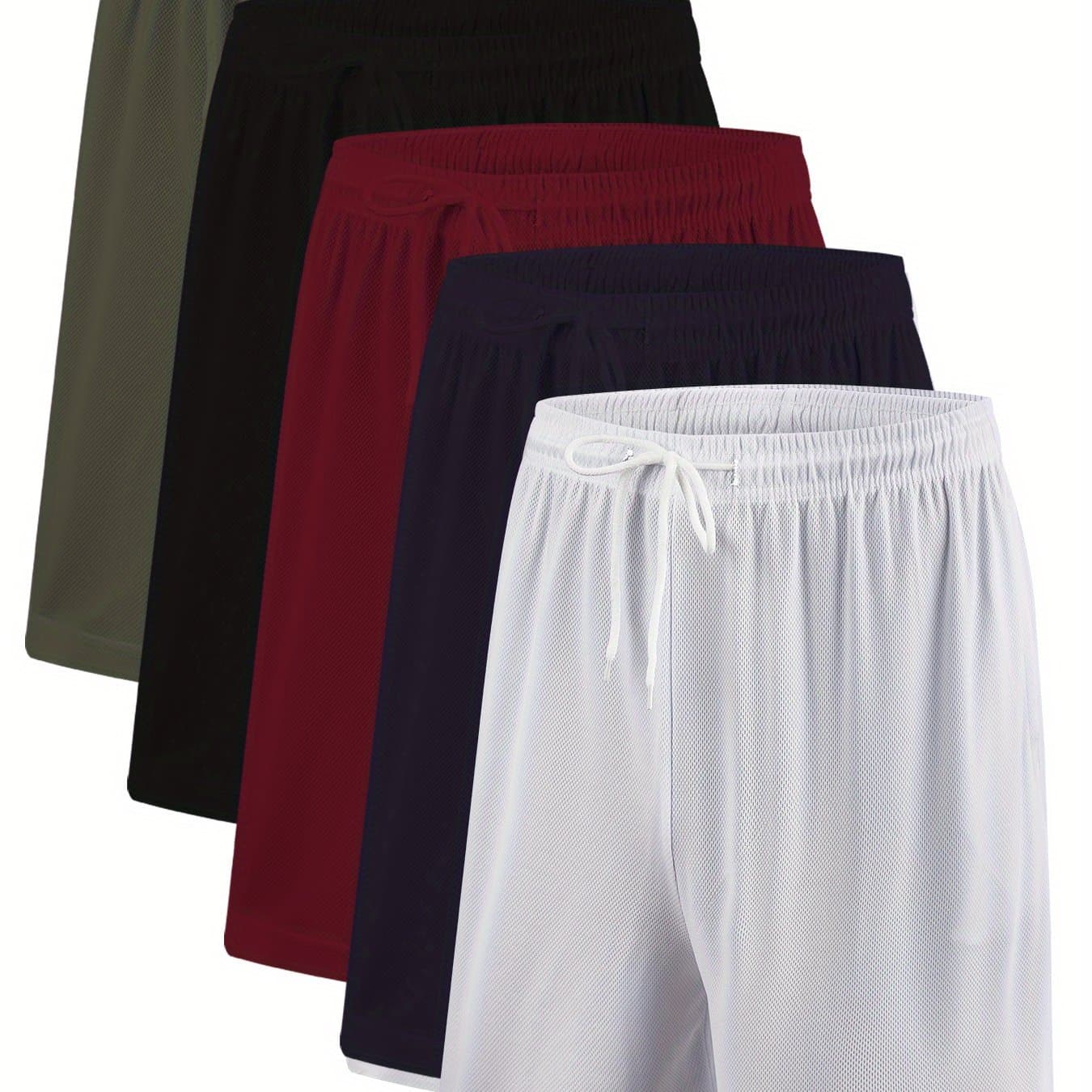 TEMU 5-pack Men's Sports Pocket Shorts - Quick Drying, Breathable, Soft Fabric, Suitable For Running, Sports, And Leisure Activities, Suitable For Exercise And Daily Wear Set