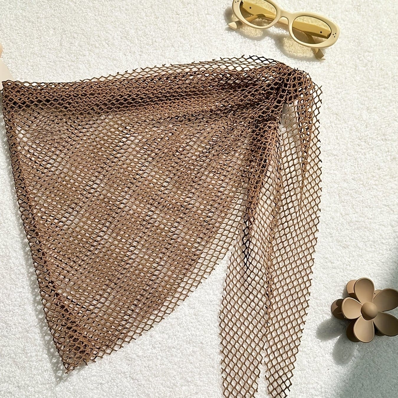 TEMU Women's Fashion Sexy Mesh Skirt, Brown Semi-transparent, Suitable For Music Festivals, Beach Swimming And Vacation