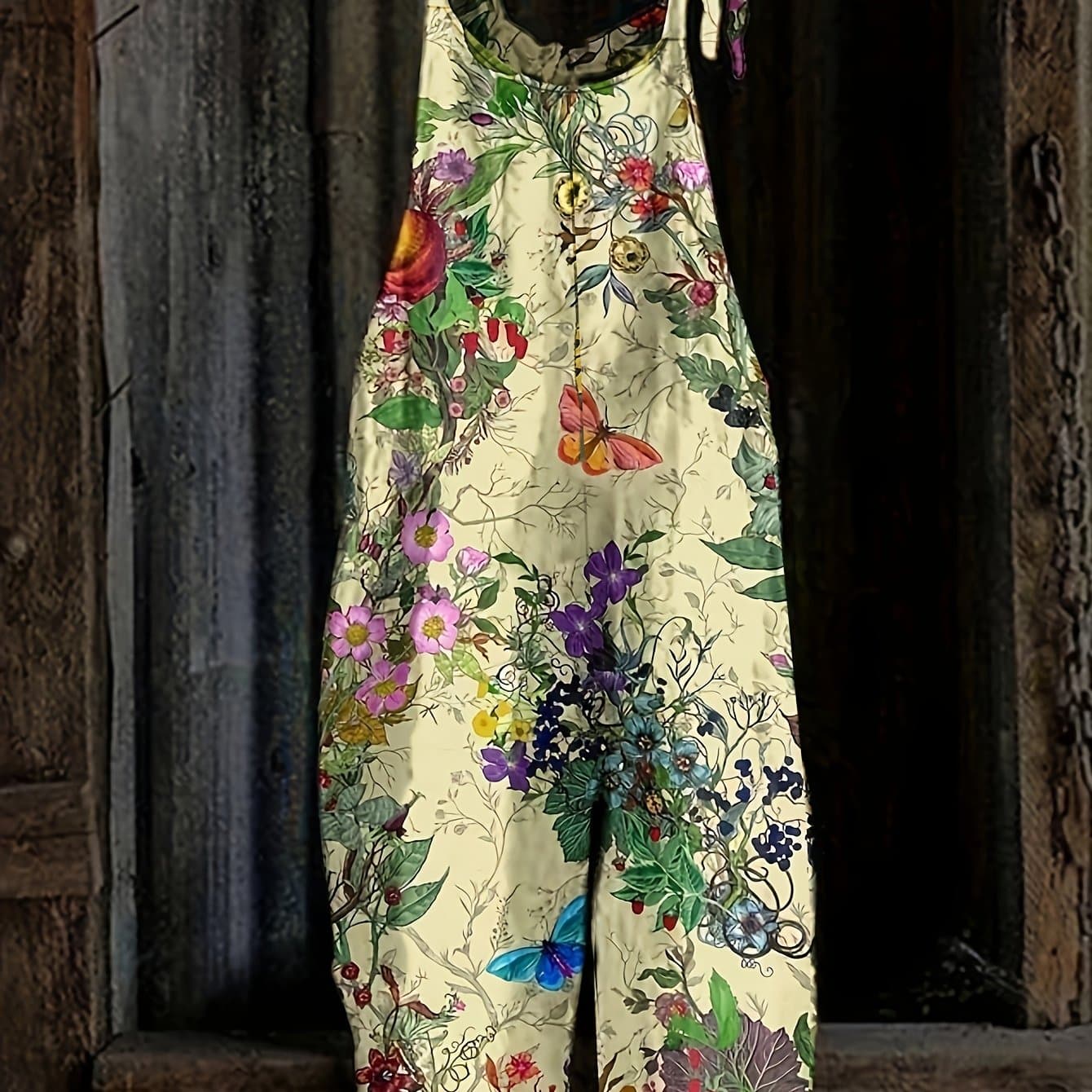 TEMU Targeted Development, Fashion Women's Casual Overalls Long Trousers Casual Outdoor Overalls Floral Overalls