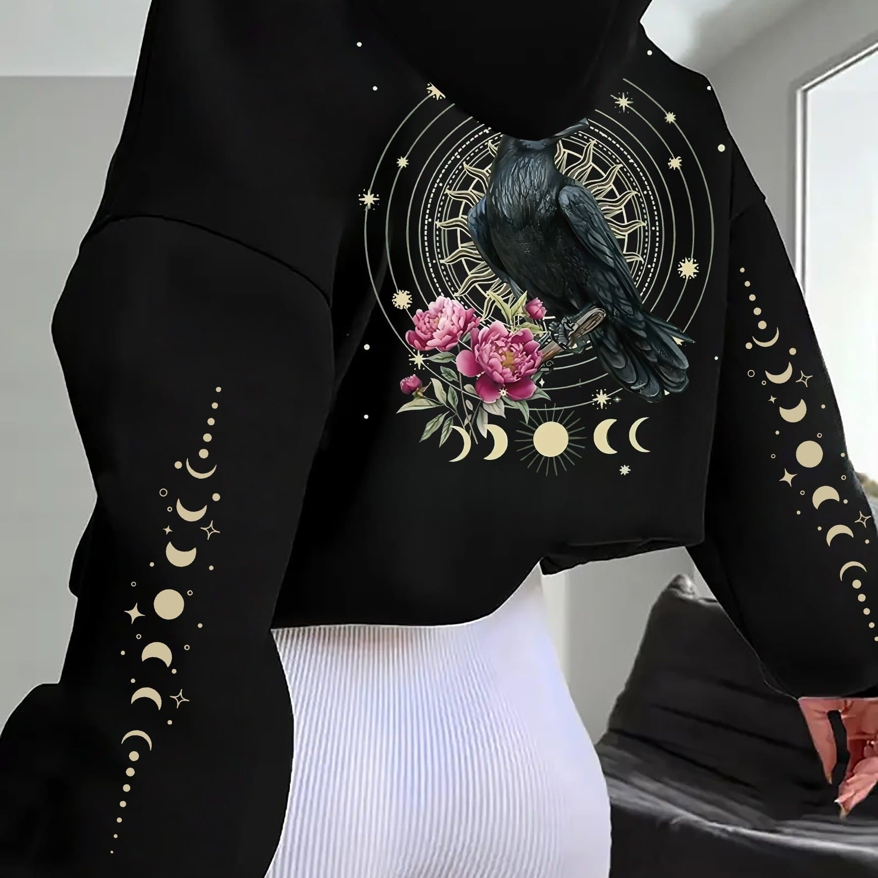 TEMU Graphic Print Hoodie, Drawstring Casual Hooded Sweatshirt For Winter And Fall, Women's Clothing