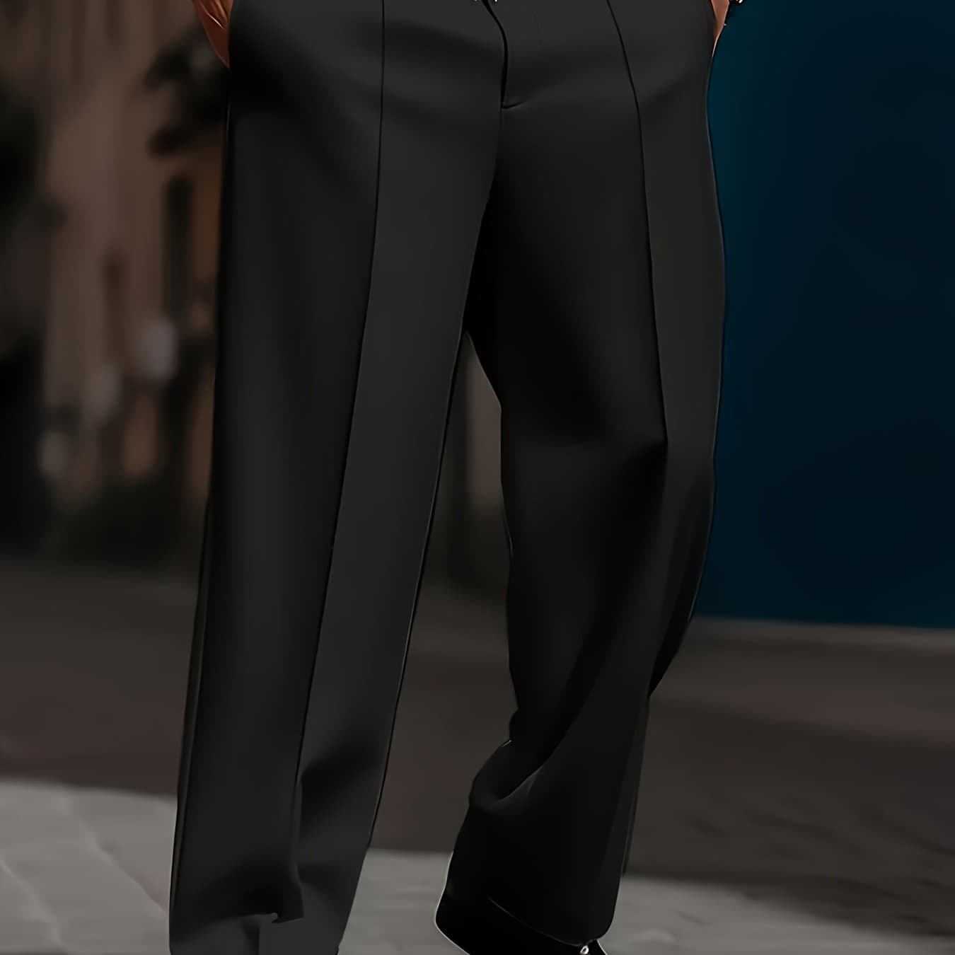 TEMU Men's Plus Size Formal And Business Pants - Stretch Pants, Straight-leg Office Pants For , Formal Events, Meetings, Casual Wear - Formal Wear, Dress Pants, Versatile Clothing, Stylish Design