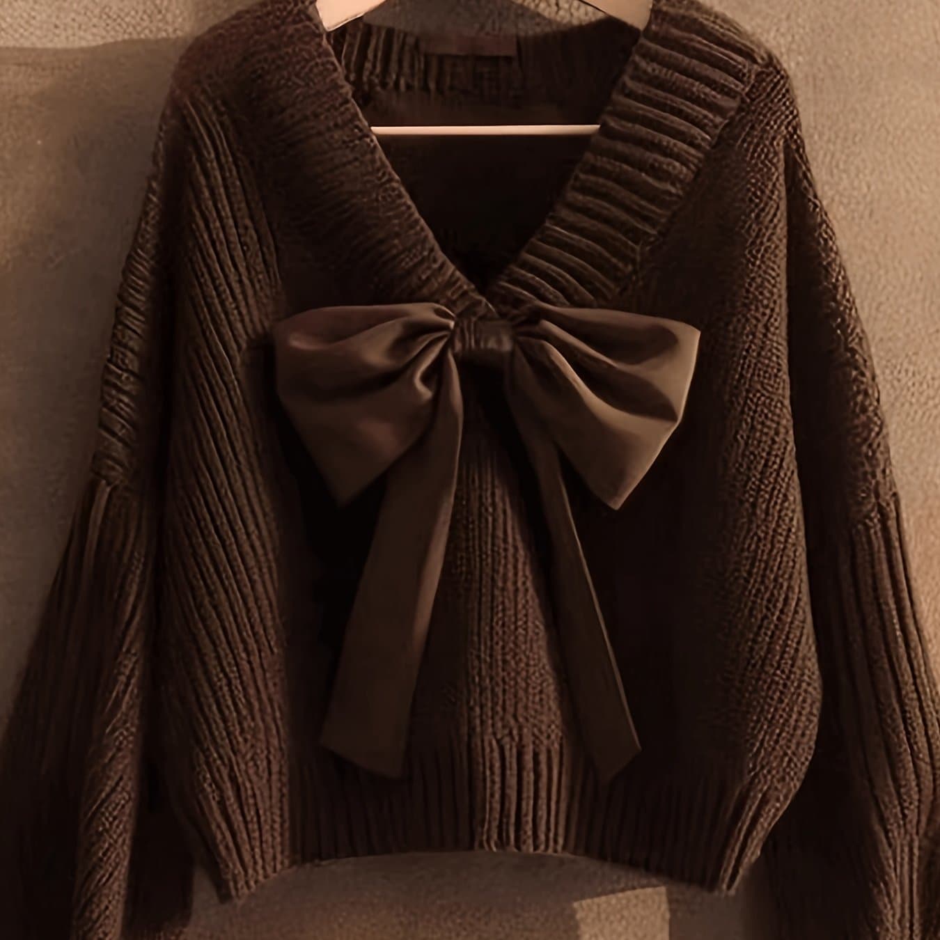 TEMU Halloween Bow Sweater, Relaxed And Sophisticated Autumn New Top, Women's Weekend Outfit