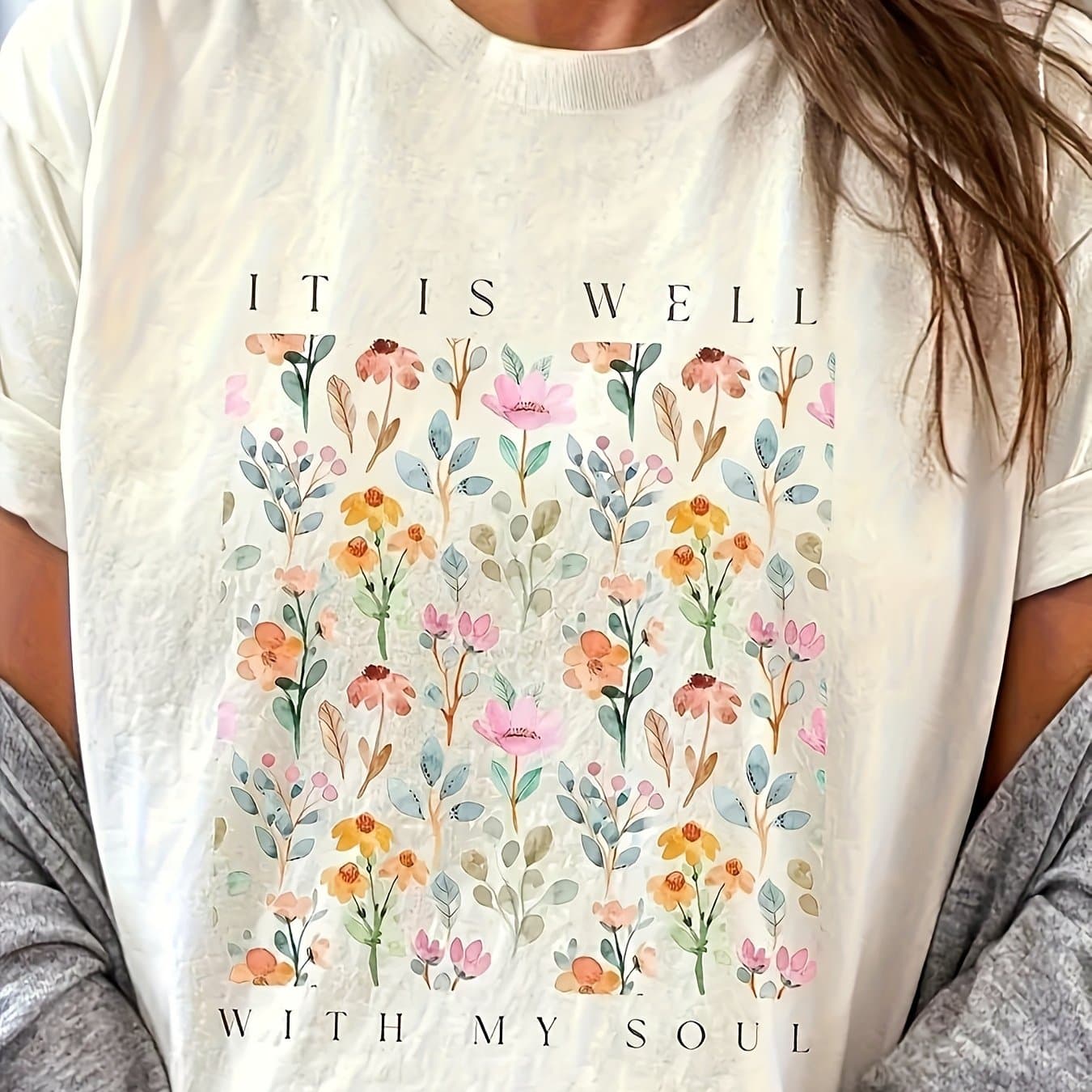 TEMU Graphic Print T-shirt, Short Sleeve Crew Neck Casual Top For Summer And Spring, Women's Clothing