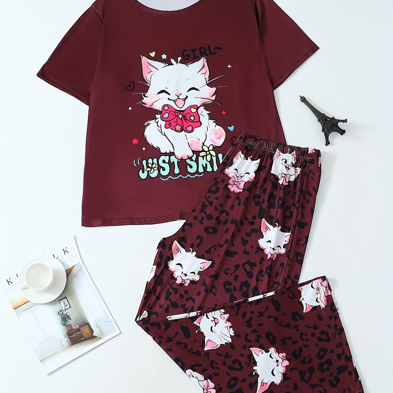 TEMU Spring And Summer Plus Size Women's Clothing Plus Size Mm Short-sleeved Trousers Outside Pajamas Home Clothes 200 Women's Loose Casual Suit